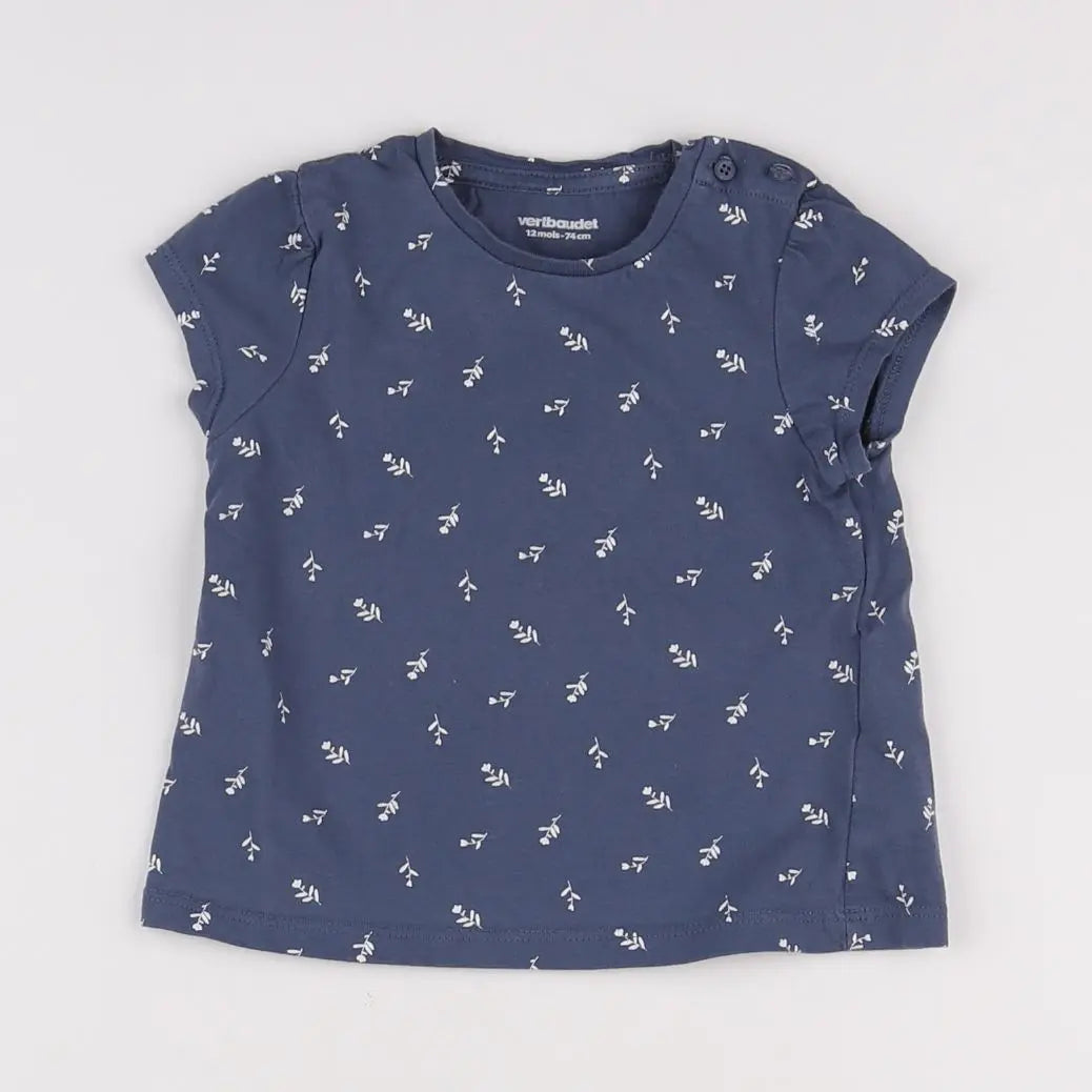 Vertbaudet - tee-shirt blanc, bleu - 12 mois