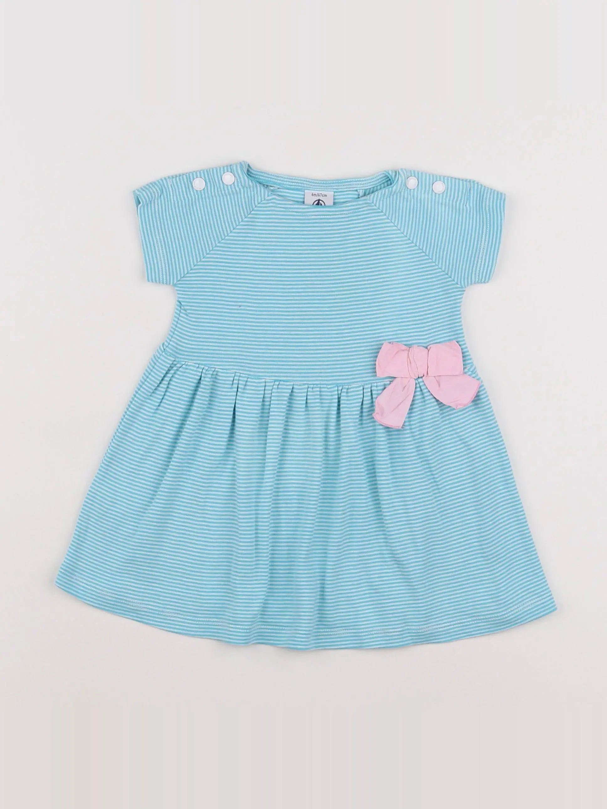 Petit Bateau - robe bleu, rose - 6 mois