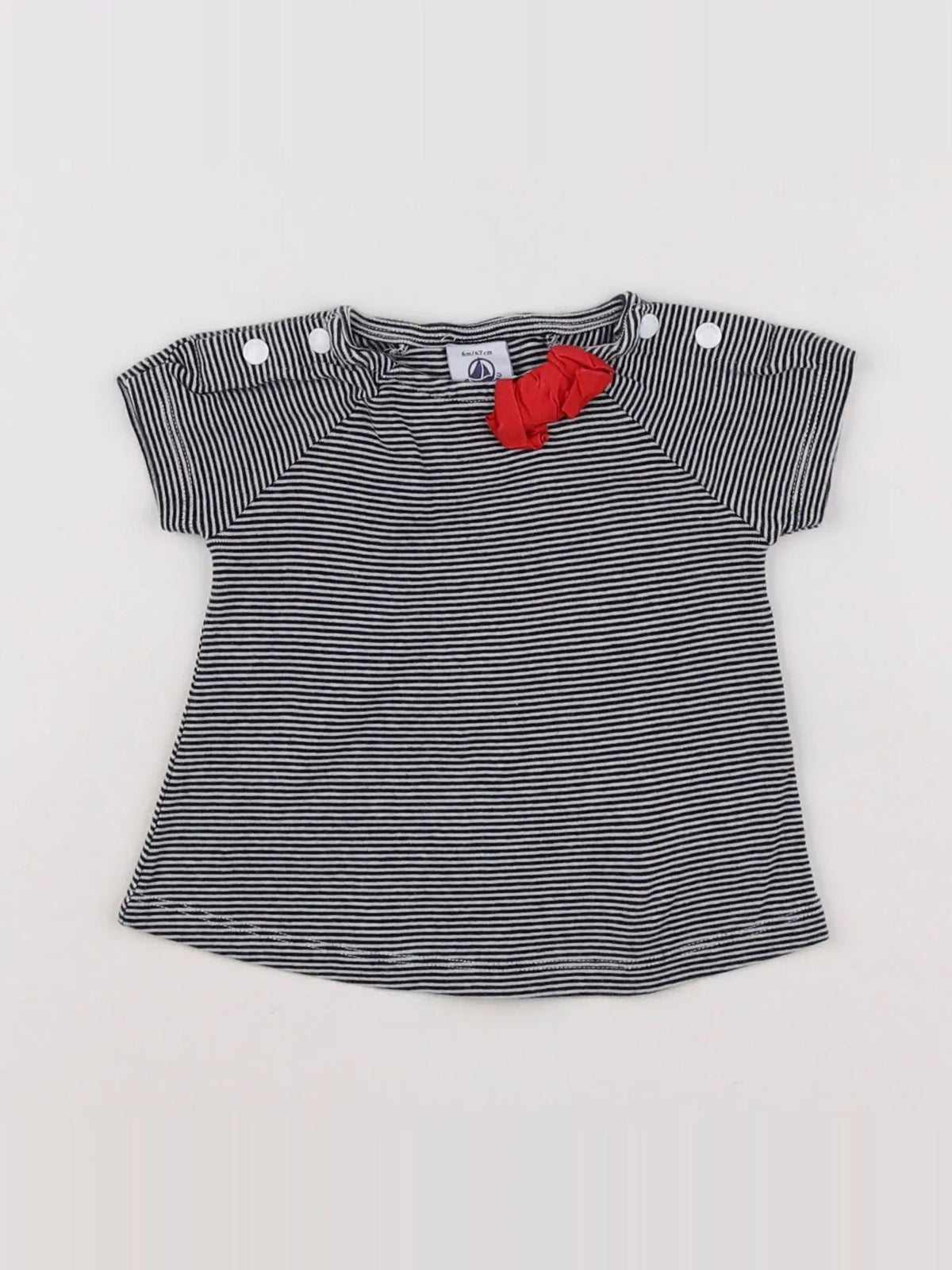 Petit Bateau - tee-shirt bleu, blanc - 6 mois