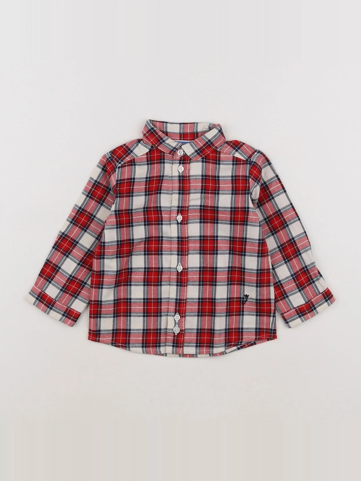Jacadi - chemise bleu, rouge - 12 mois