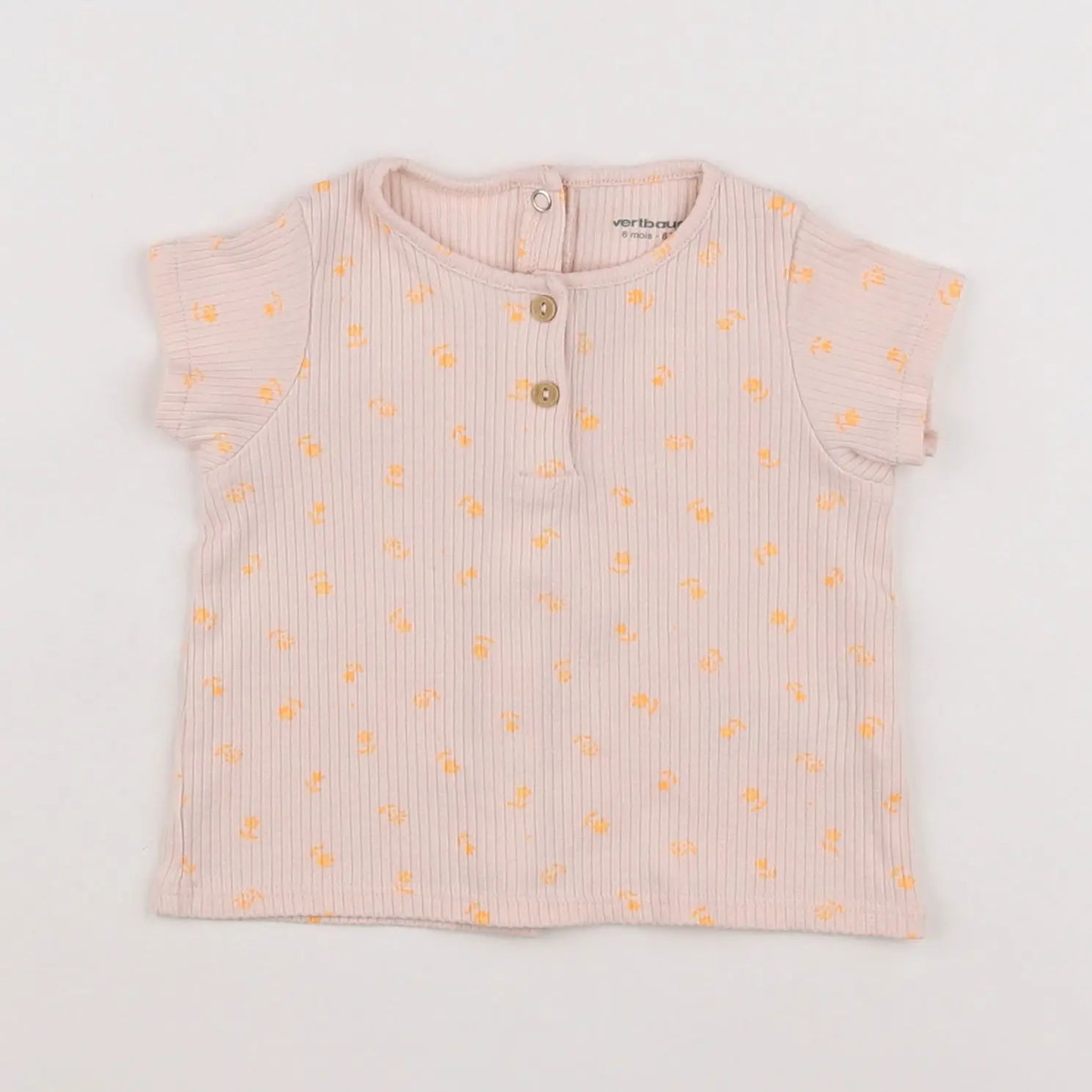 Vertbaudet - tee-shirt orange, rose - 6 mois