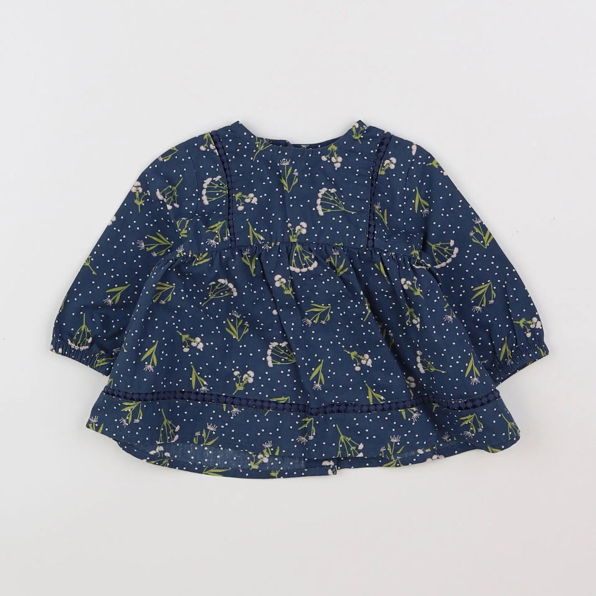 Vertbaudet - blouse bleu, blanc - 3 mois