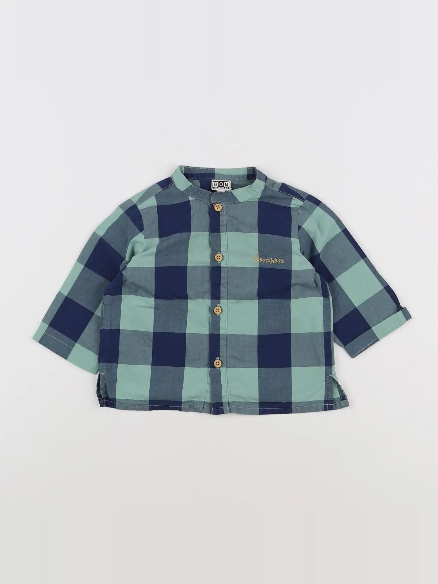 Bonton - chemise vert, bleu - 6 mois