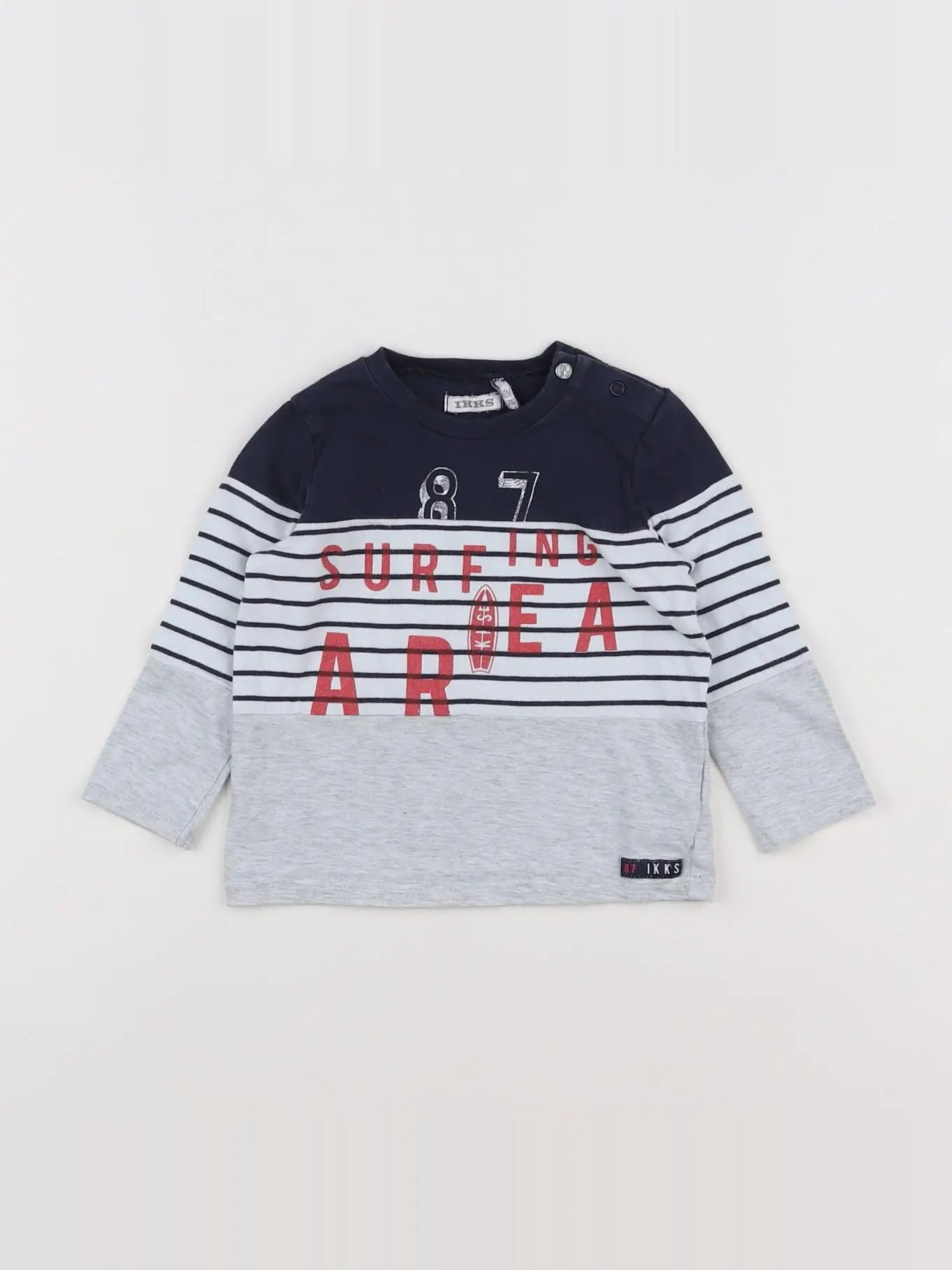 IKKS - tee-shirt bleu, gris - 12 mois