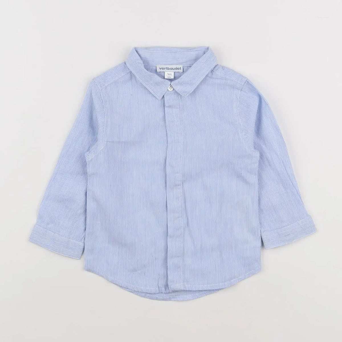 Vertbaudet - chemise blanc, bleu - 12 mois