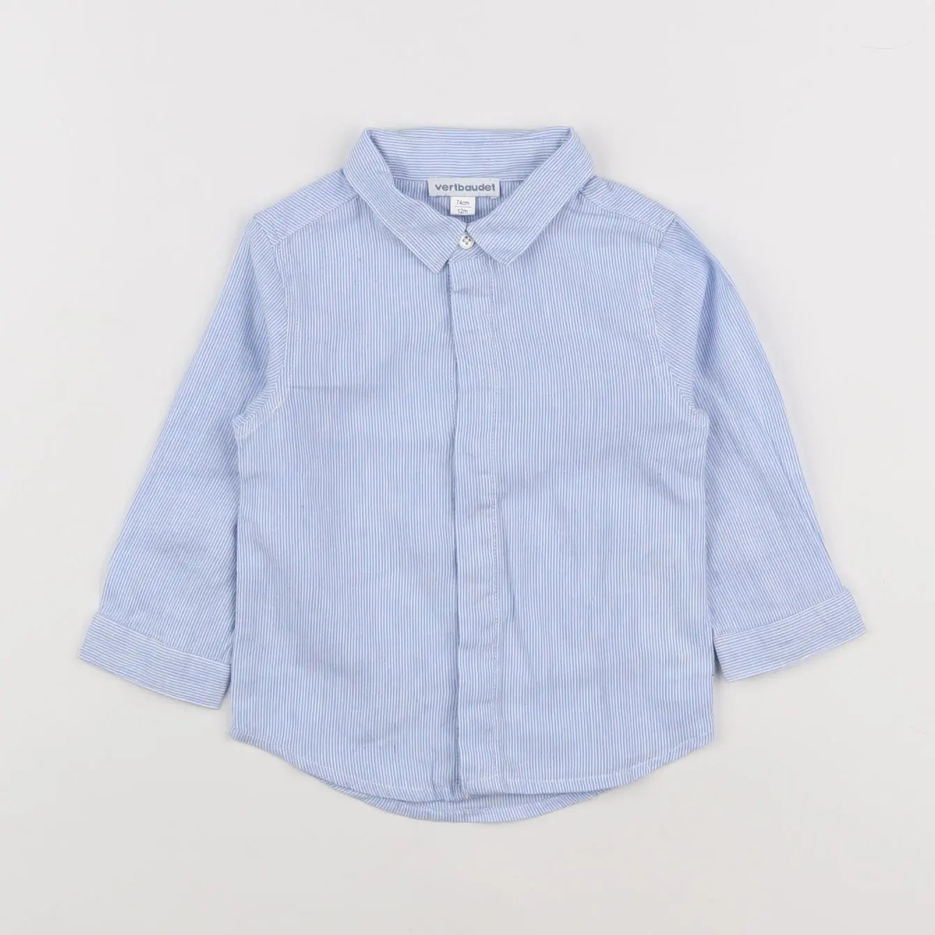 Vertbaudet - chemise blanc, bleu - 12 mois