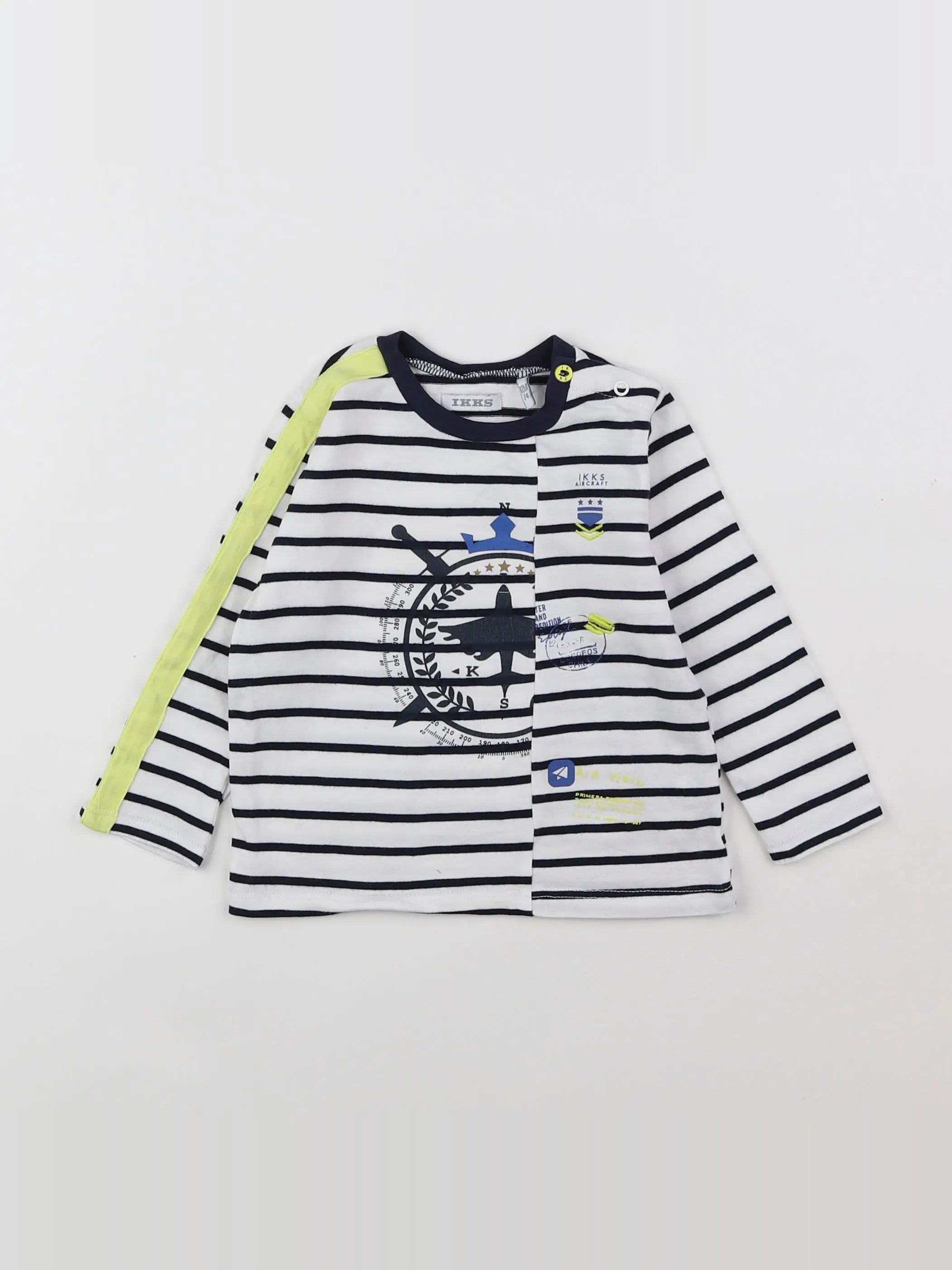 IKKS - tee-shirt blanc, bleu - 12 mois