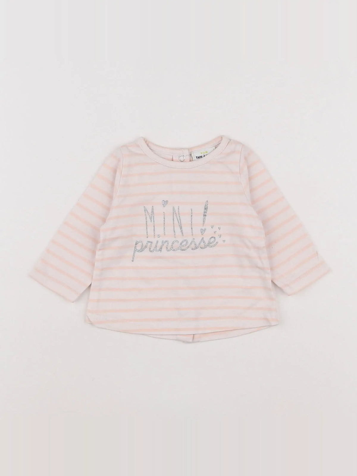 Tape à l'oeil - tee-shirt blanc, rose, argent - 3 mois