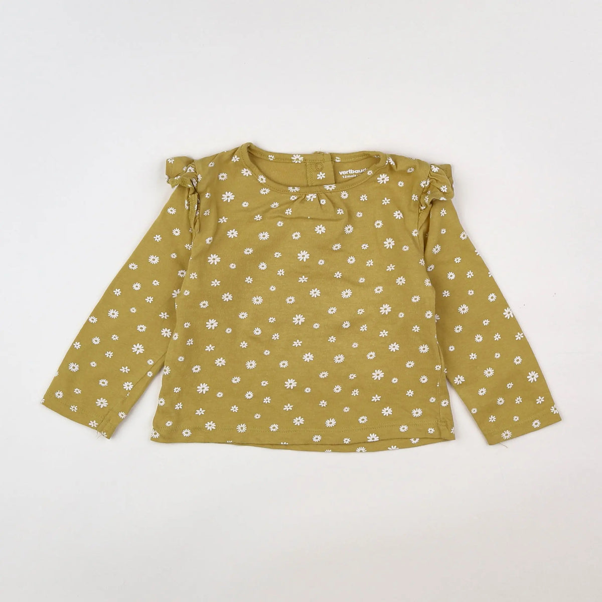 Vertbaudet - tee-shirt blanc, jaune - 12 mois