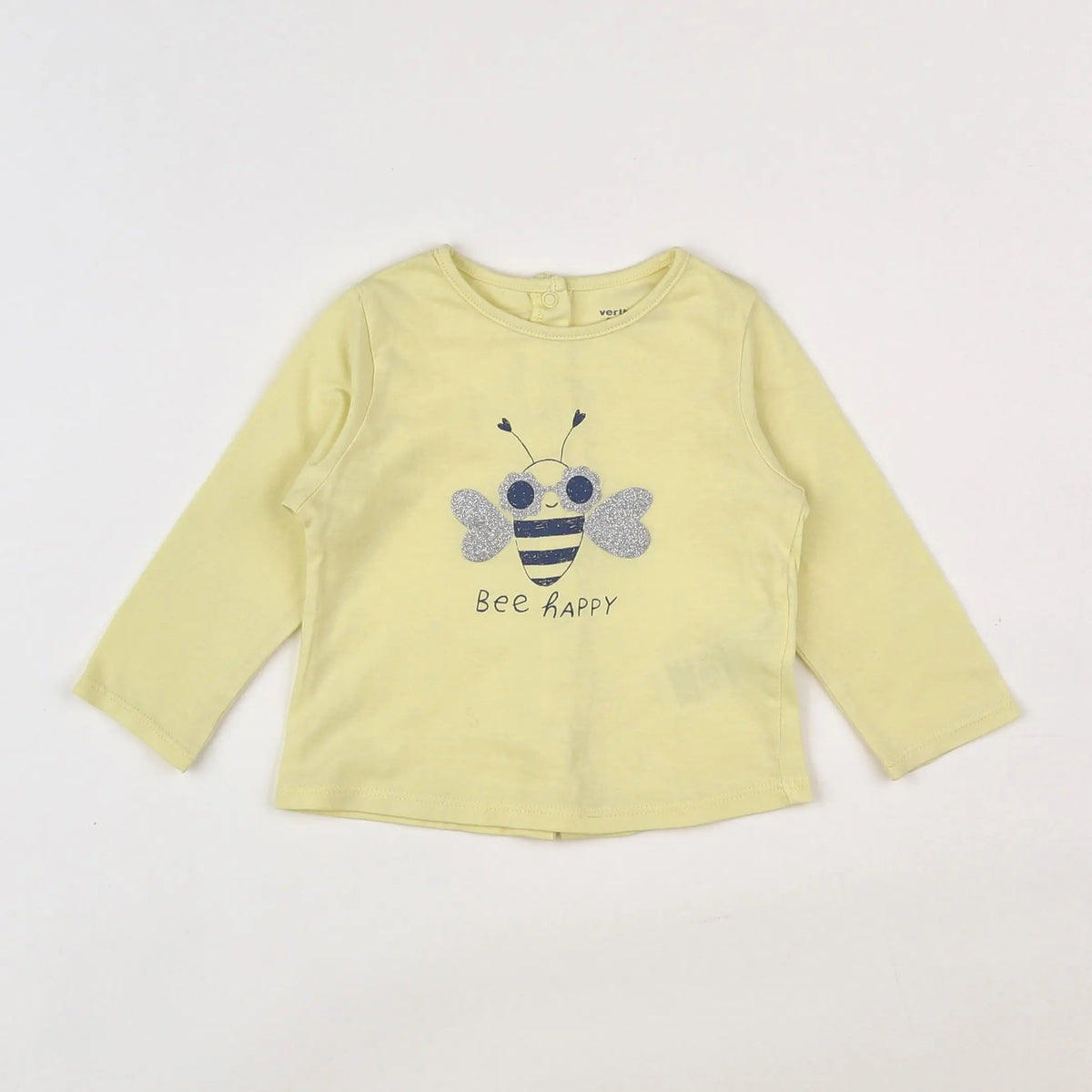 Vertbaudet - tee-shirt jaune, argent - 9 mois