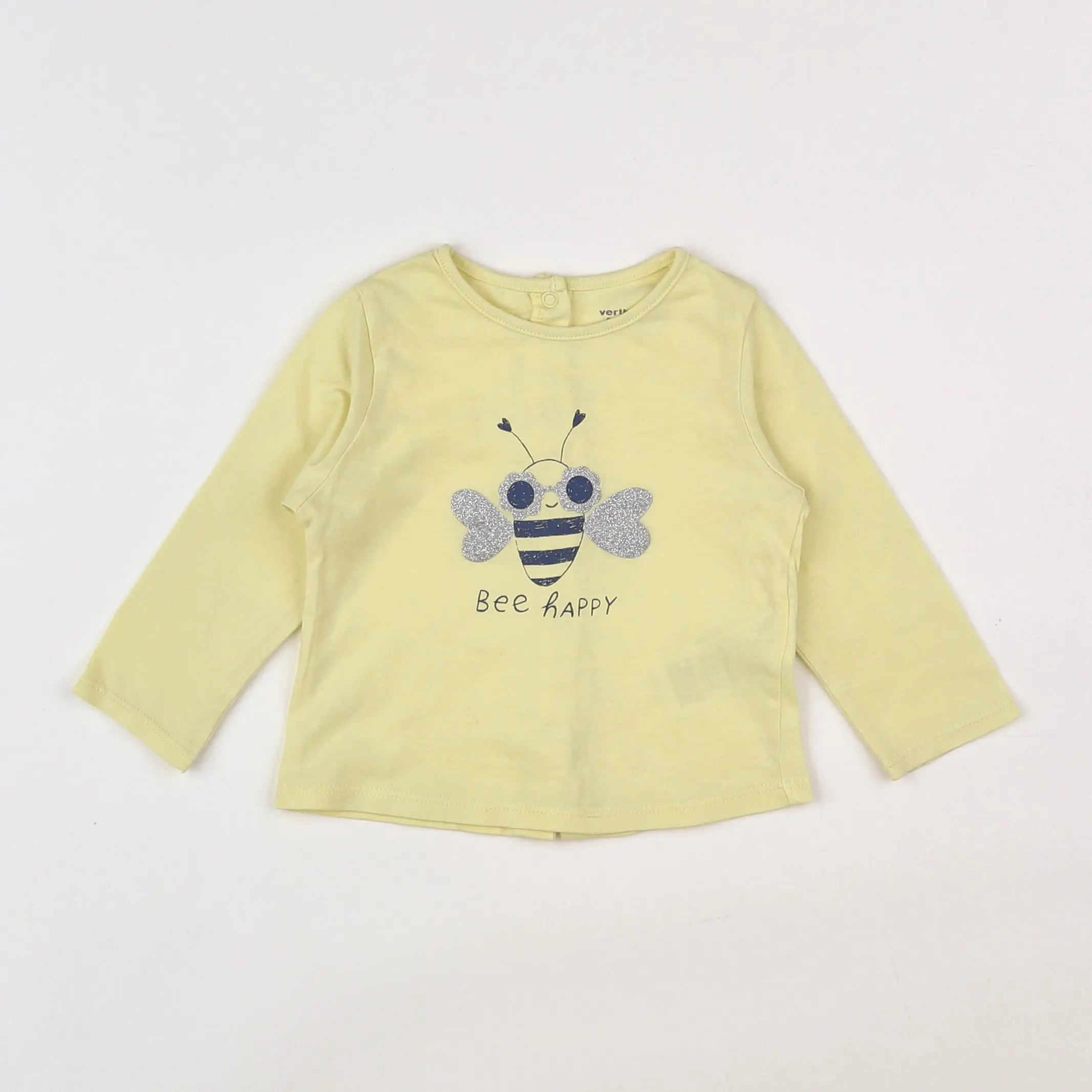 Vertbaudet - tee-shirt jaune, argent - 9 mois