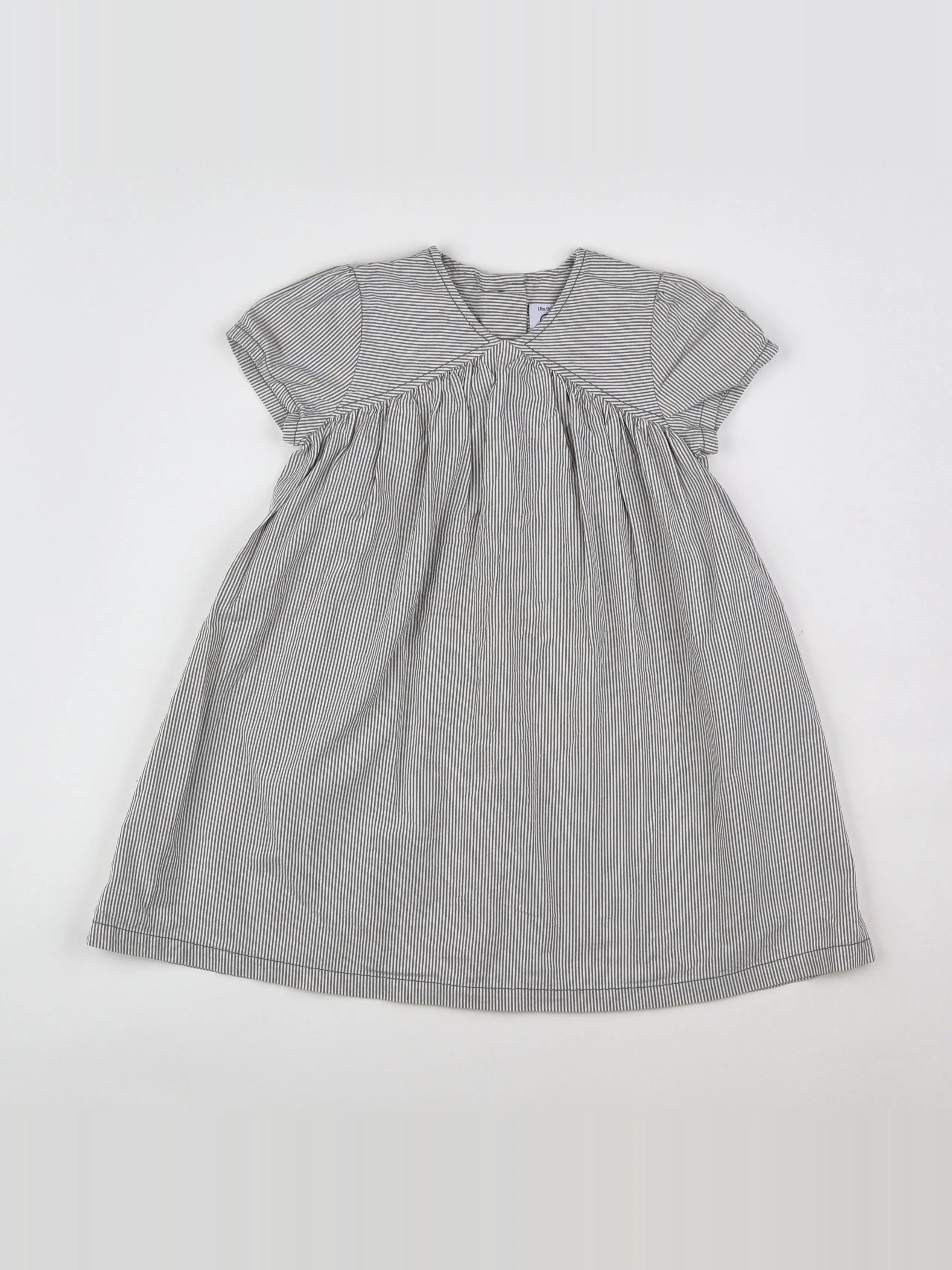 Petit Bateau - robe blanc, gris - 18 mois