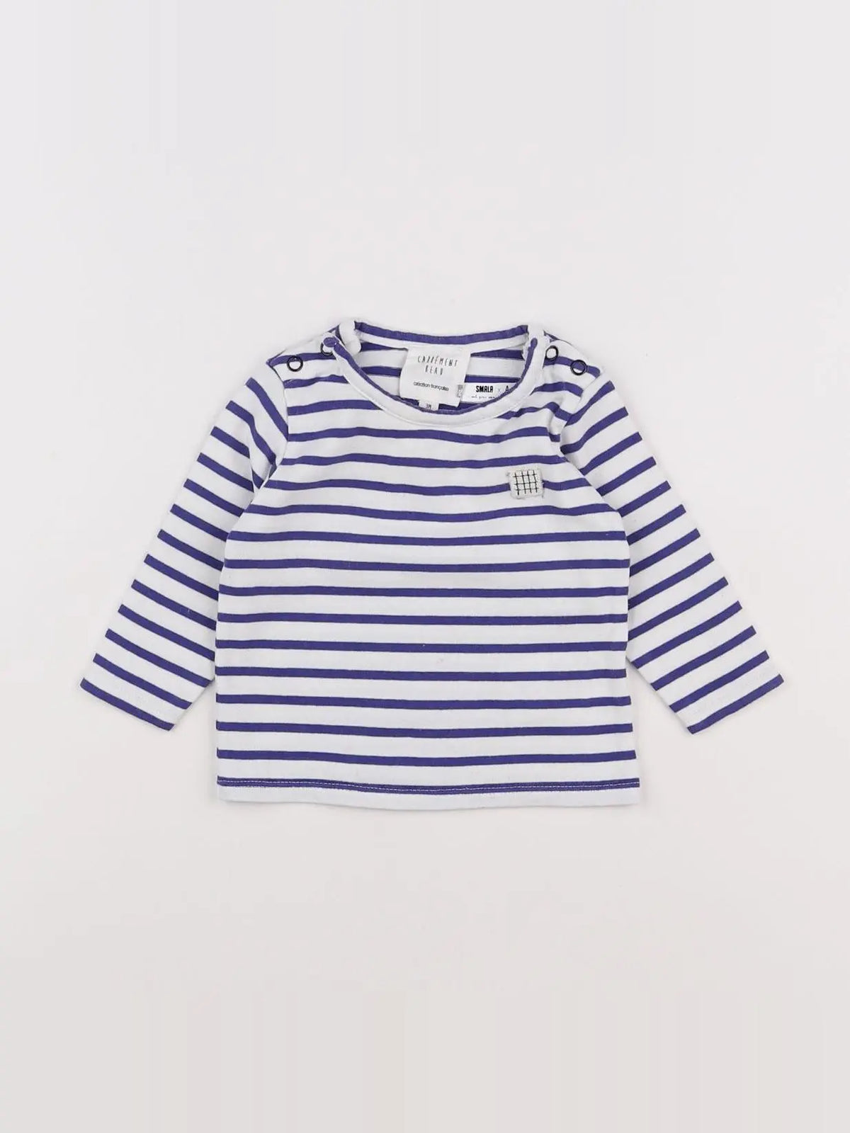 Carrément Beau - tee-shirt blanc, bleu - 3 mois