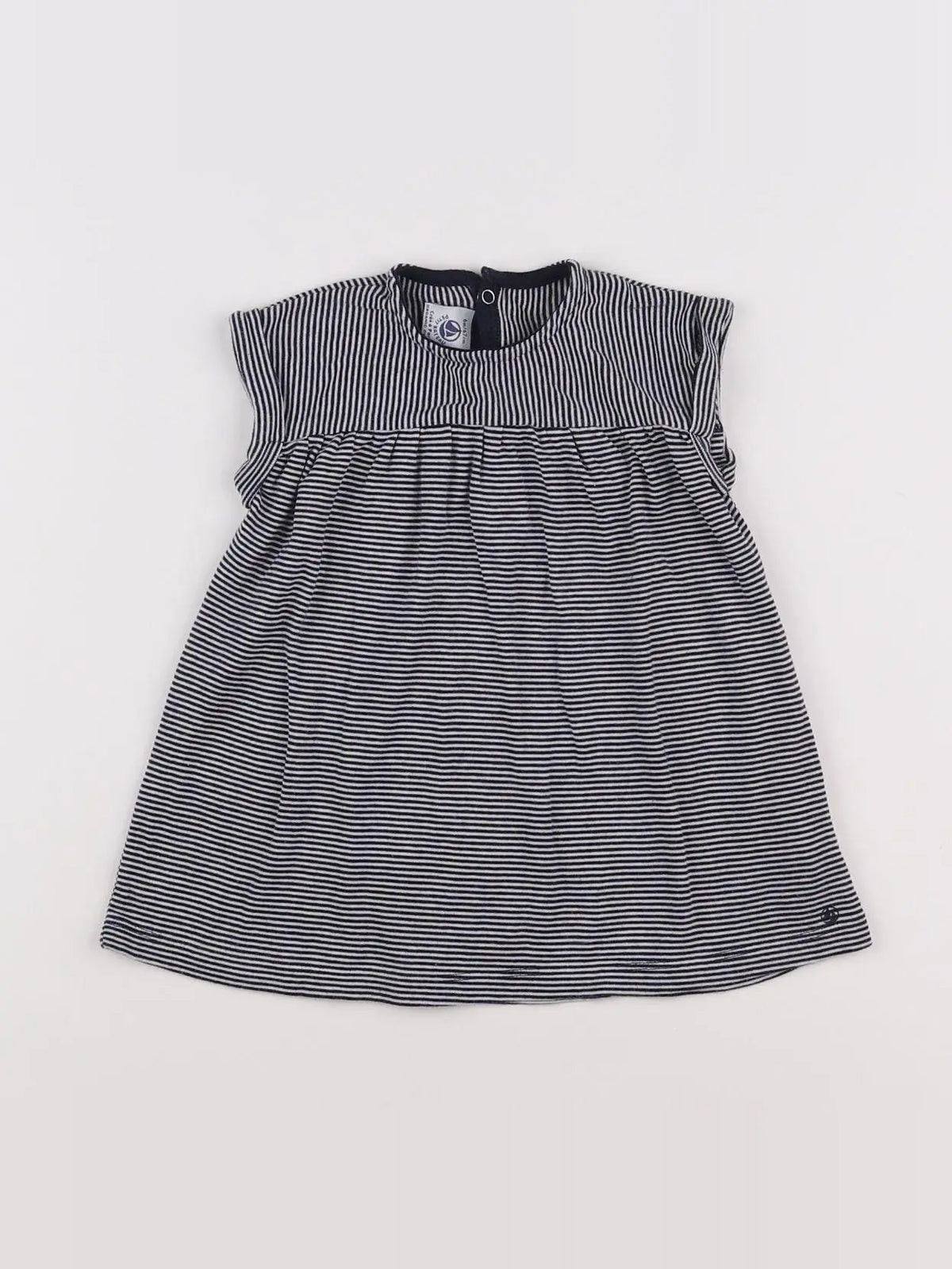 Petit Bateau - robe blanc, bleu - 6 mois