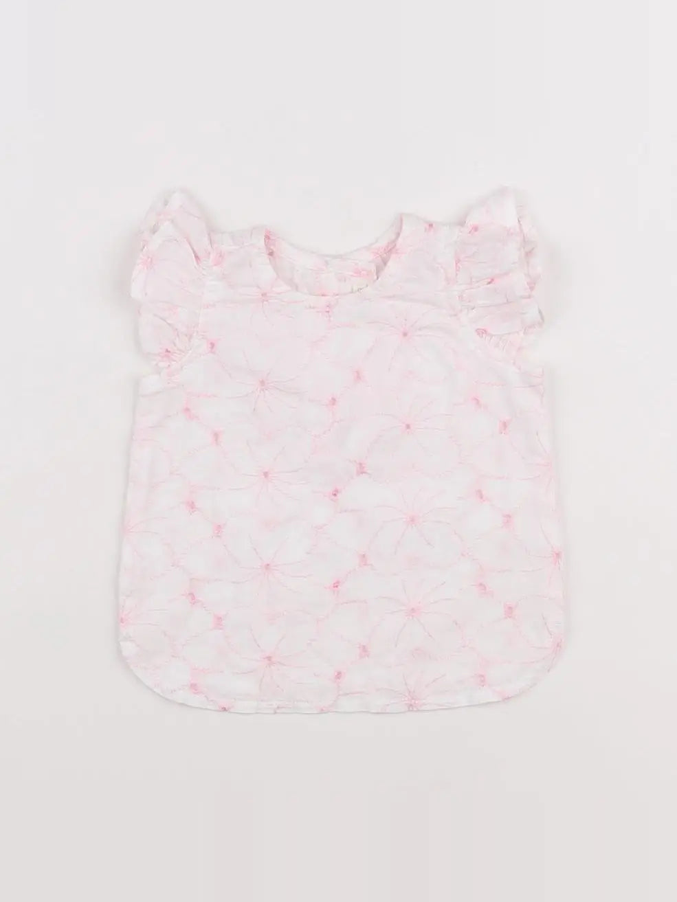 Benetton - blouse blanc, rose - 3 mois