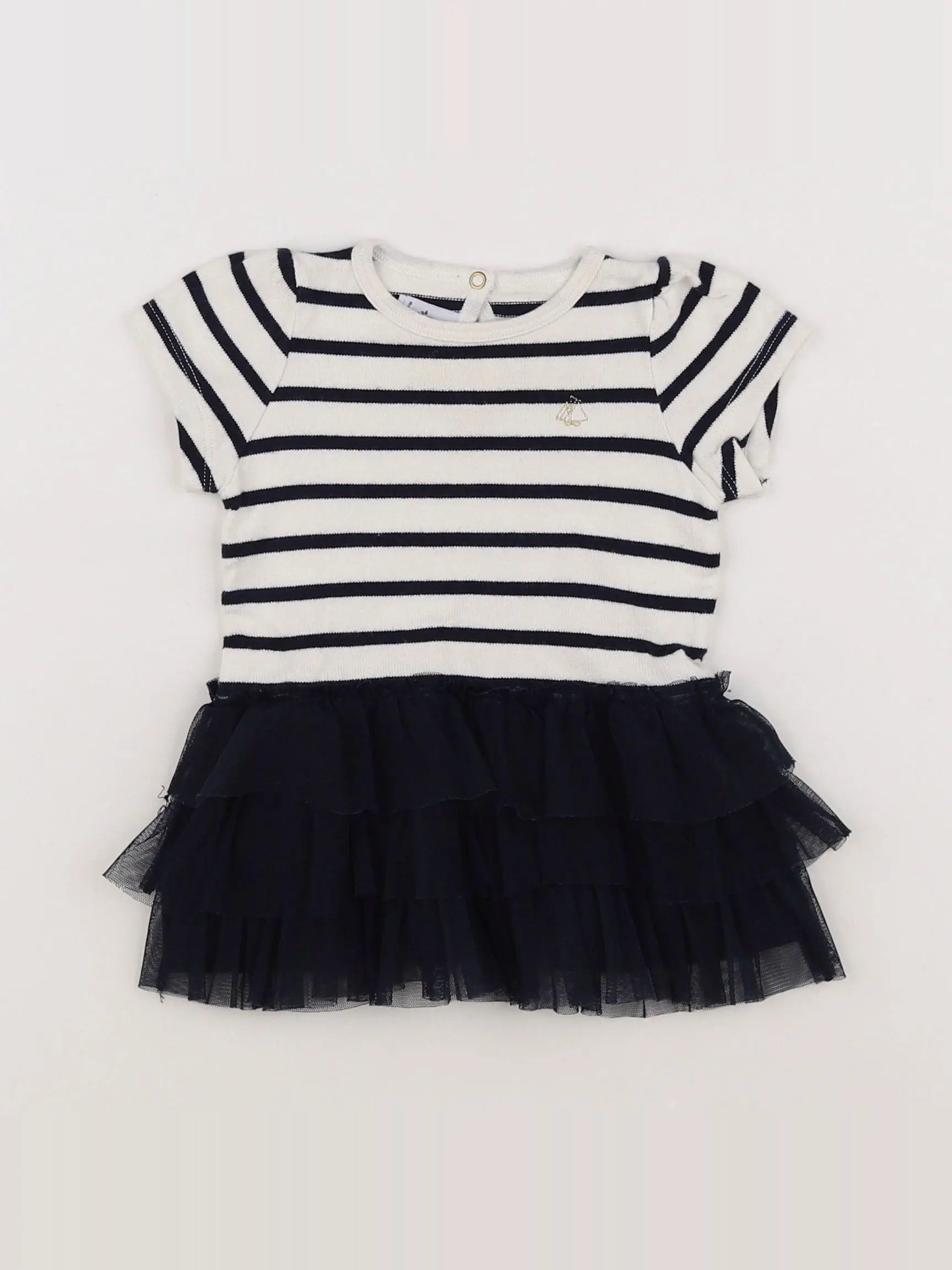 Petit Bateau - robe bleu, beige - 6 mois