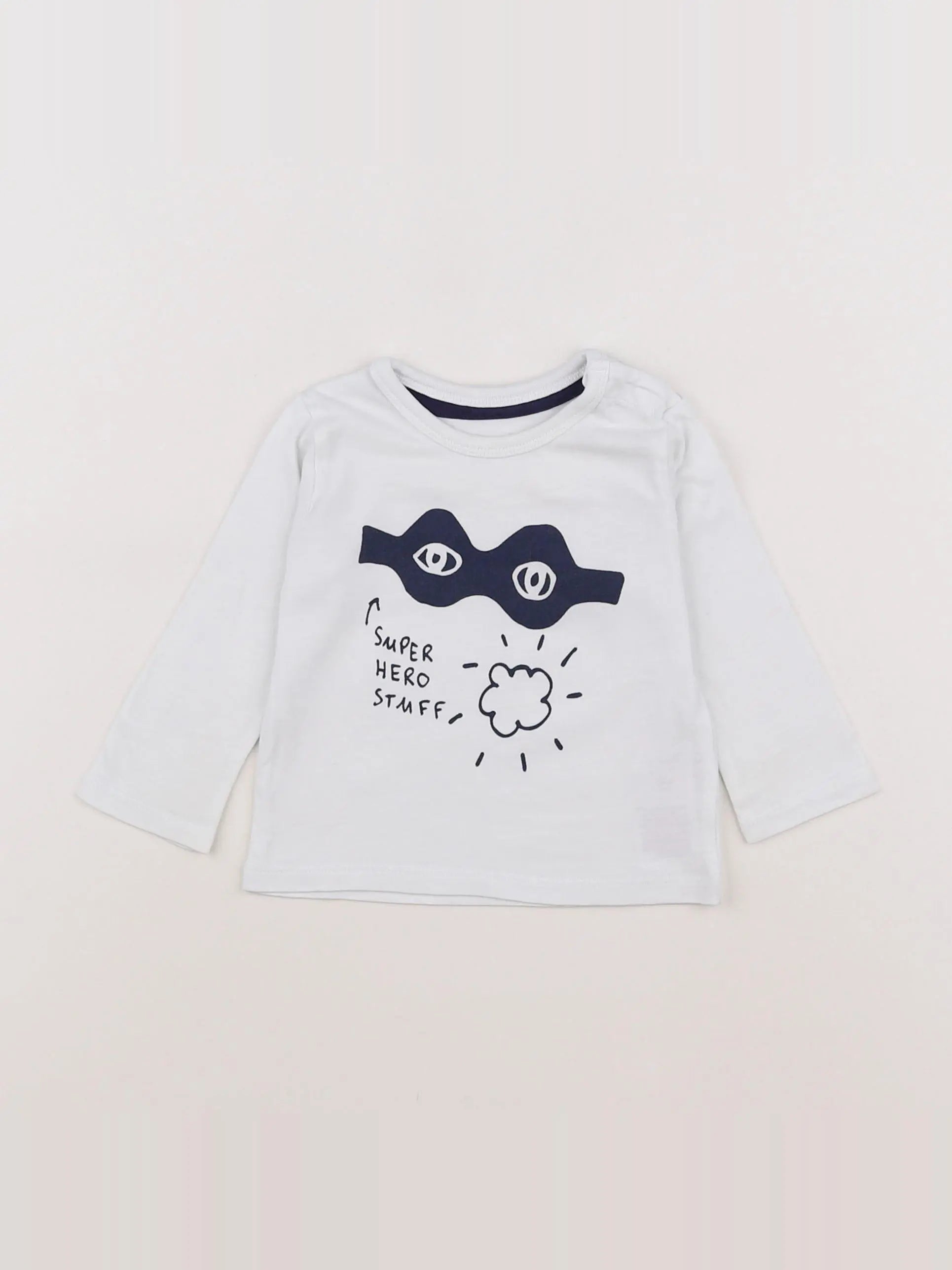 Vertbaudet - tee-shirt bleu, blanc - 6 mois