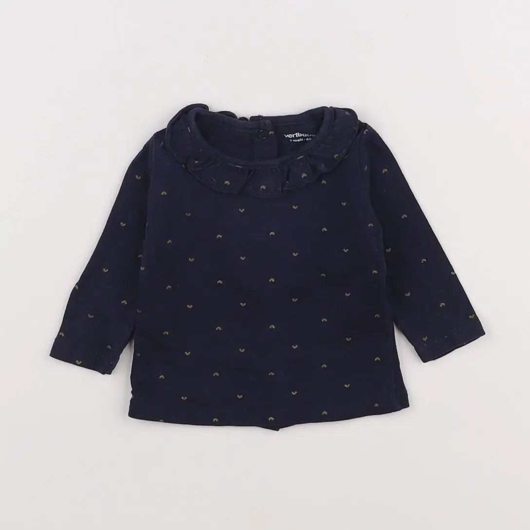 Vertbaudet - tee-shirt bleu - 3 mois
