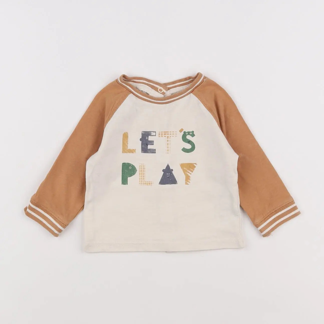 Vertbaudet - tee-shirt marron, beige - 6 mois