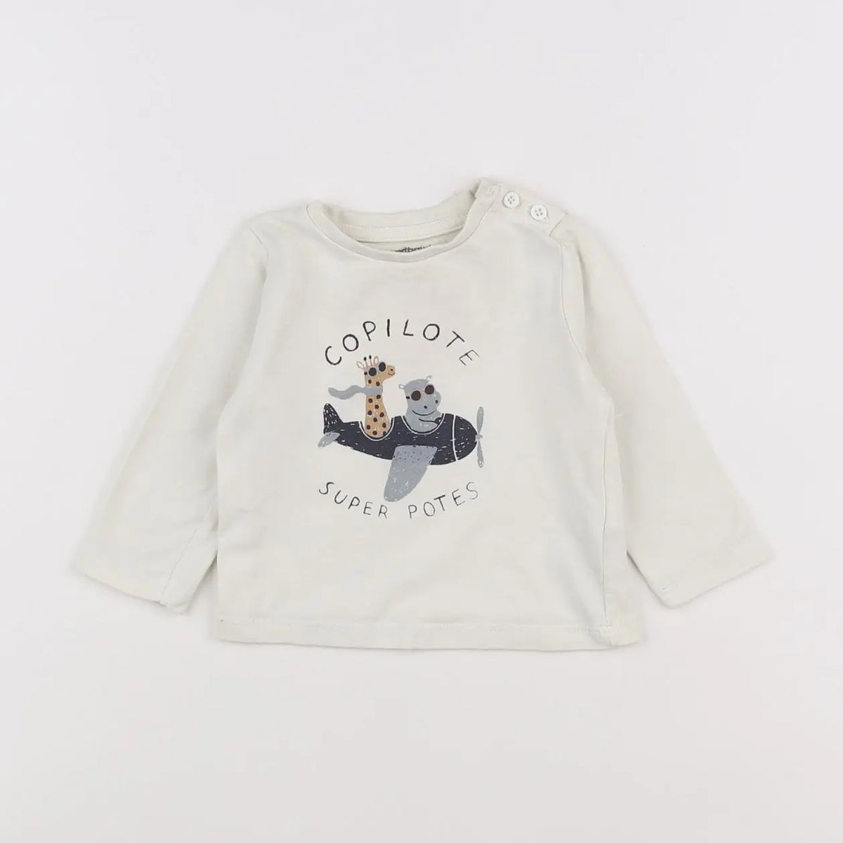 Vertbaudet - tee-shirt beige - 6 mois
