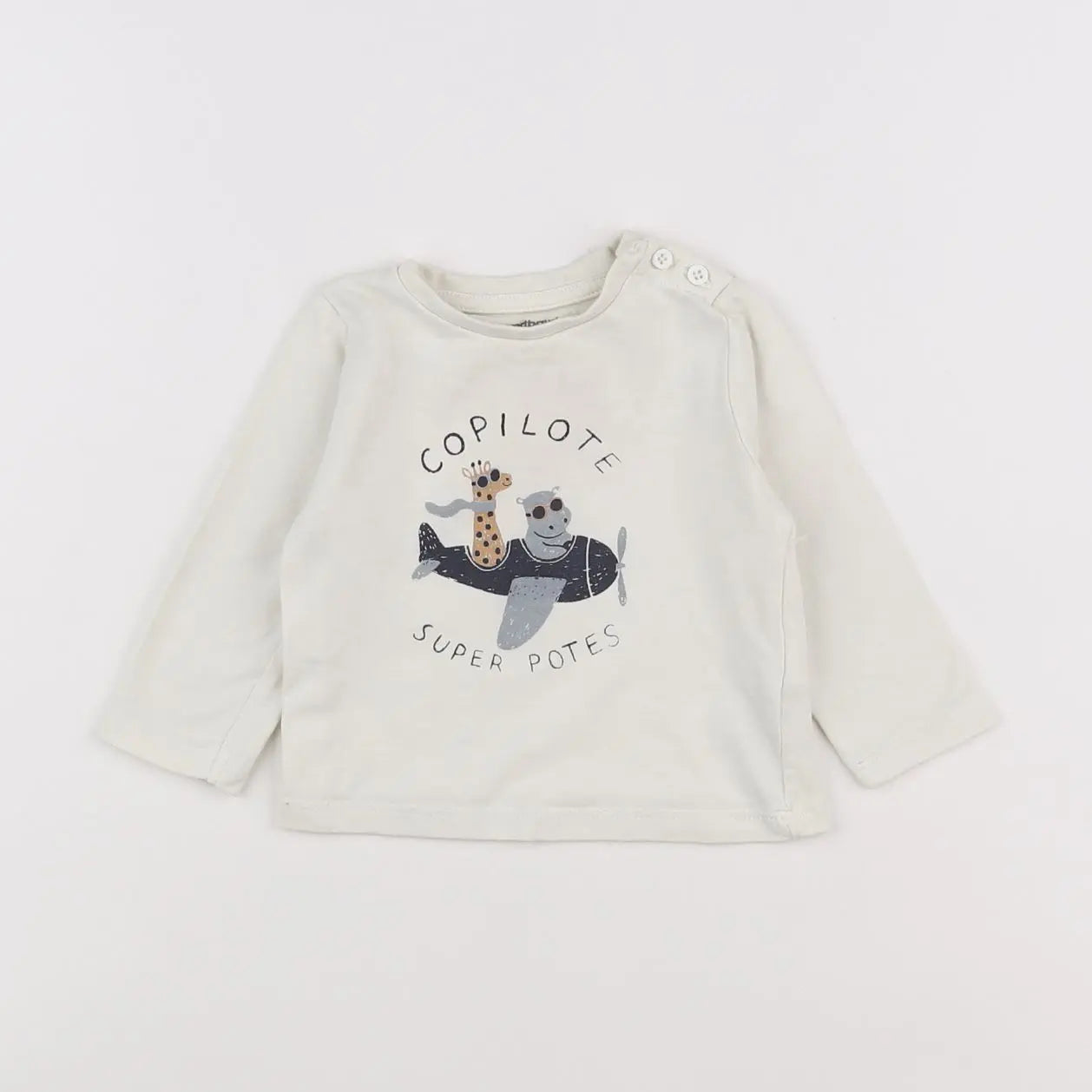 Vertbaudet - tee-shirt beige - 6 mois