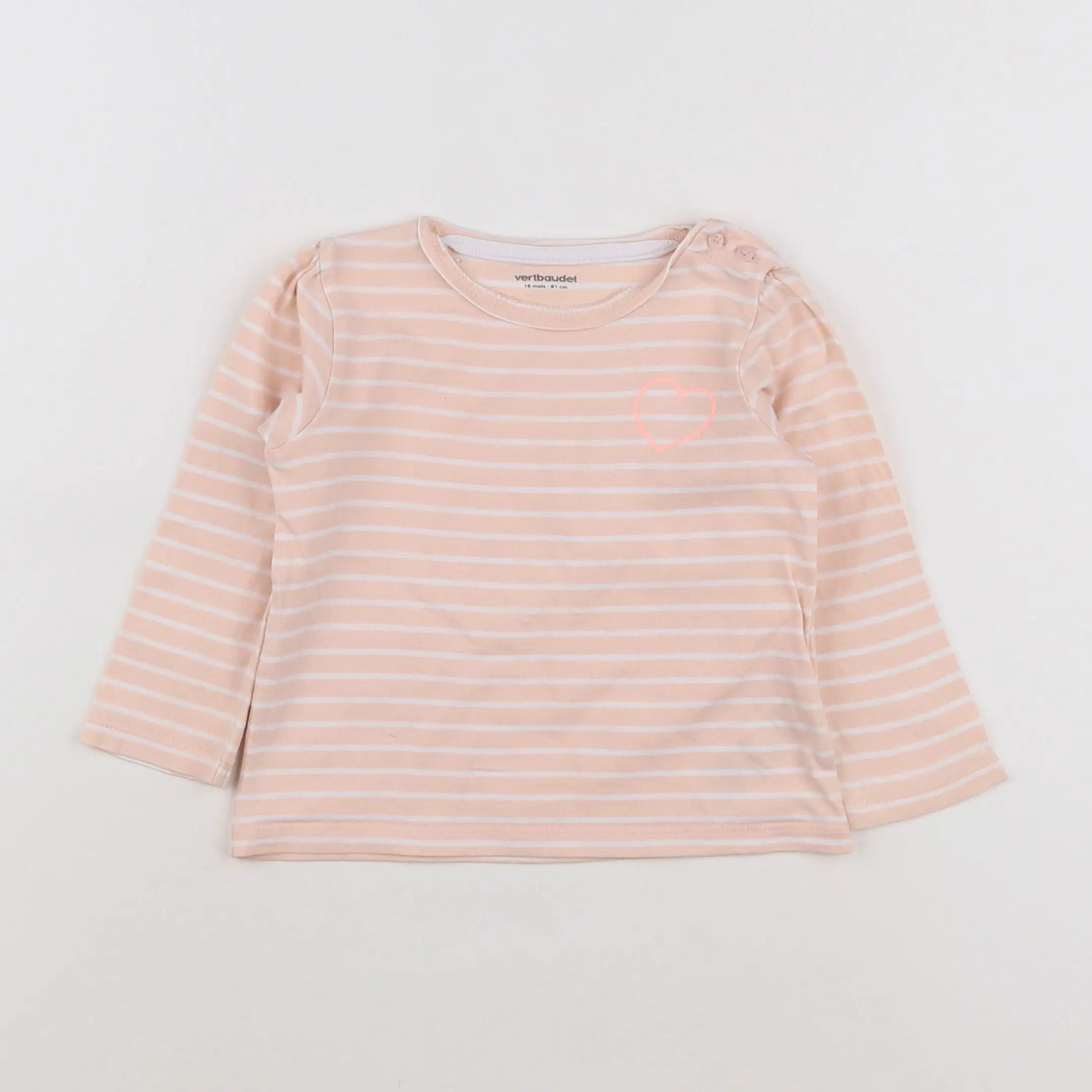 Vertbaudet - tee-shirt blanc, rose - 18 mois