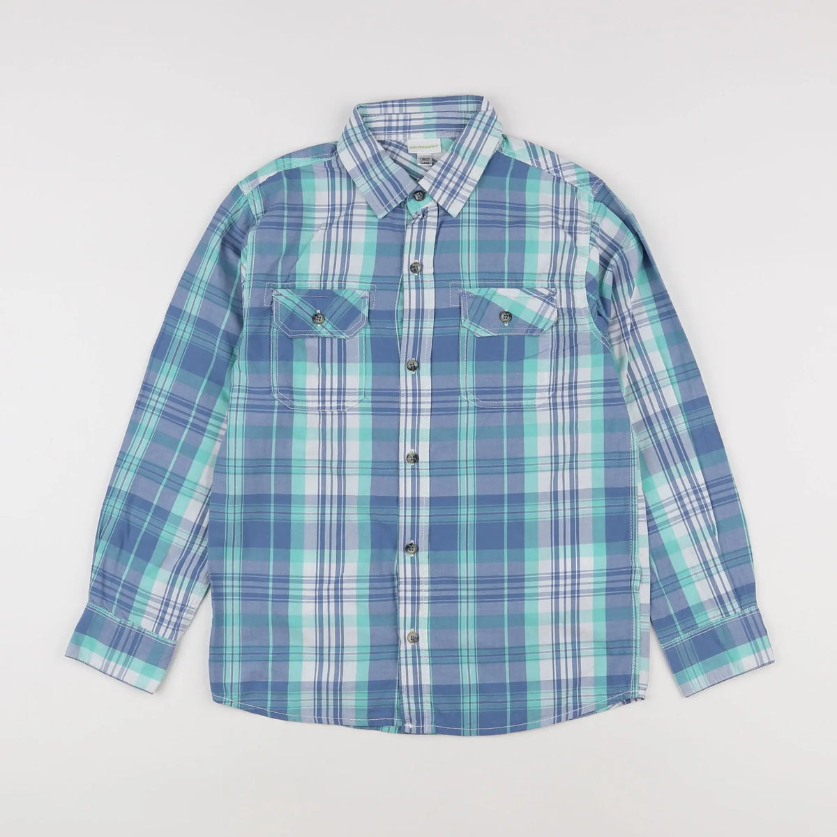 Vertbaudet - chemise imprimé au dos bleu - 10 ans