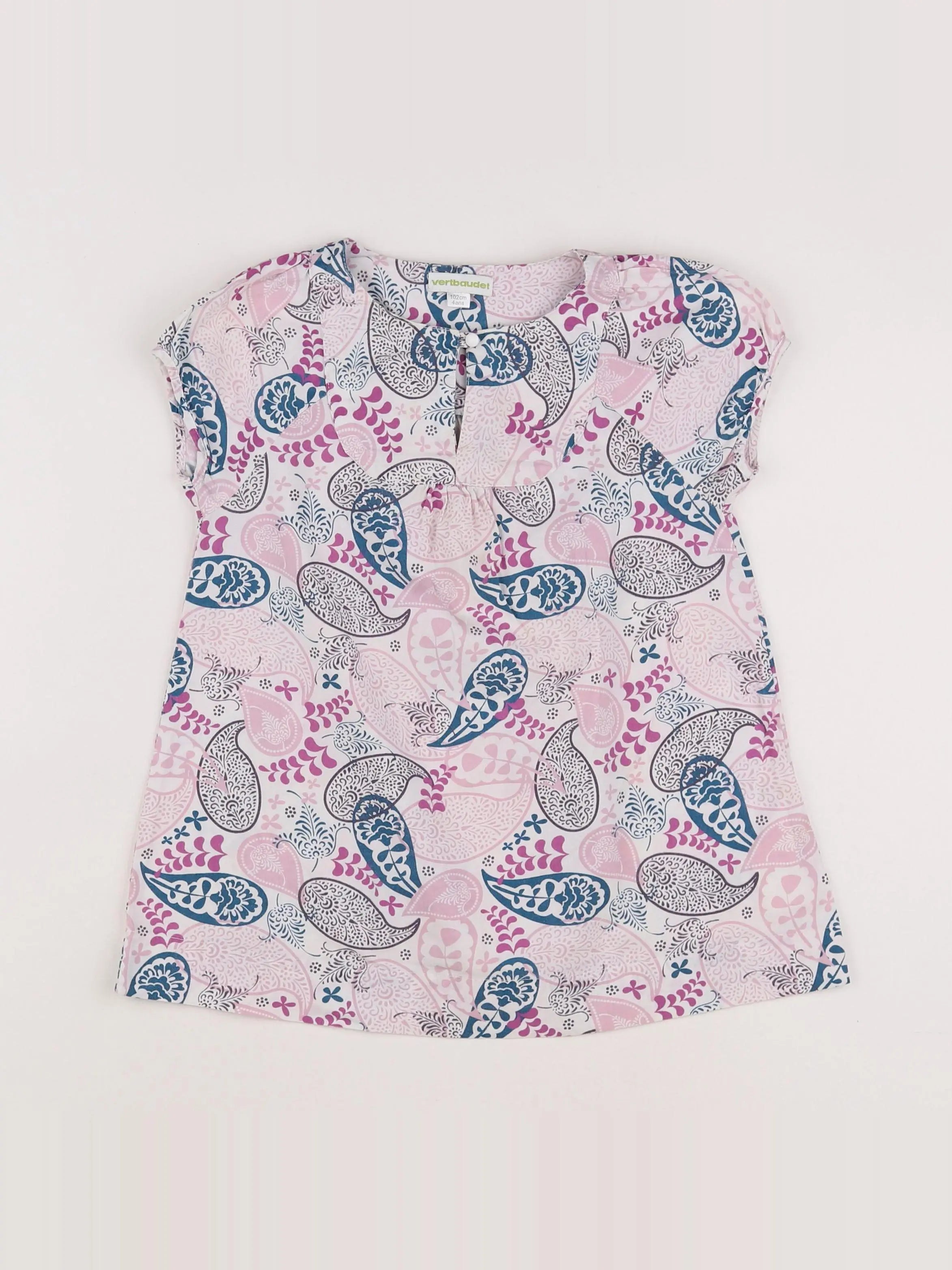 Vertbaudet - robe rose, bleu - 4 ans