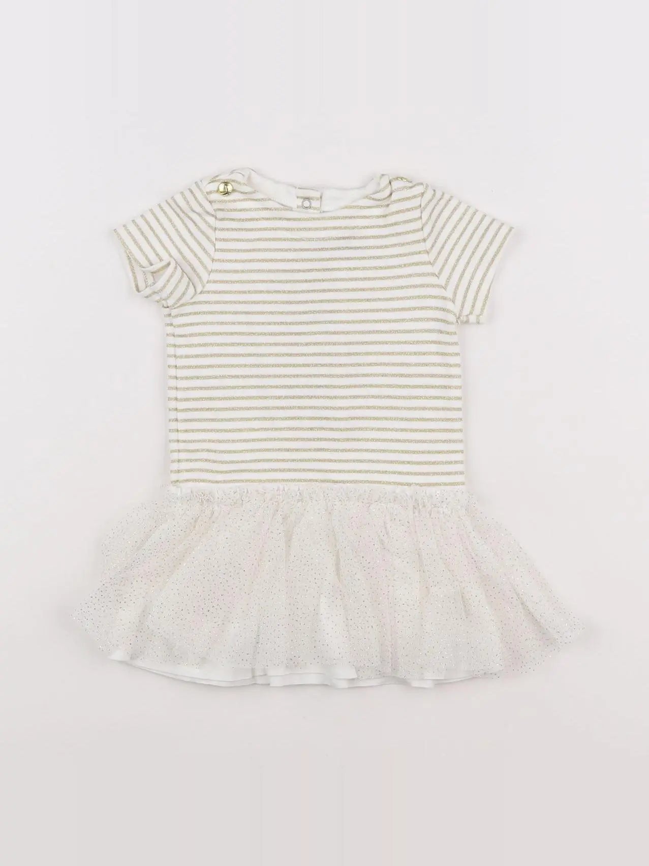 Petit Bateau - robe blanc, or - 3 mois