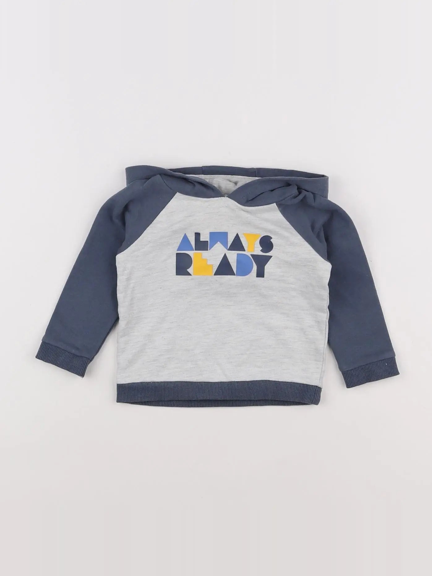Vertbaudet - sweat bleu, gris - 9 mois