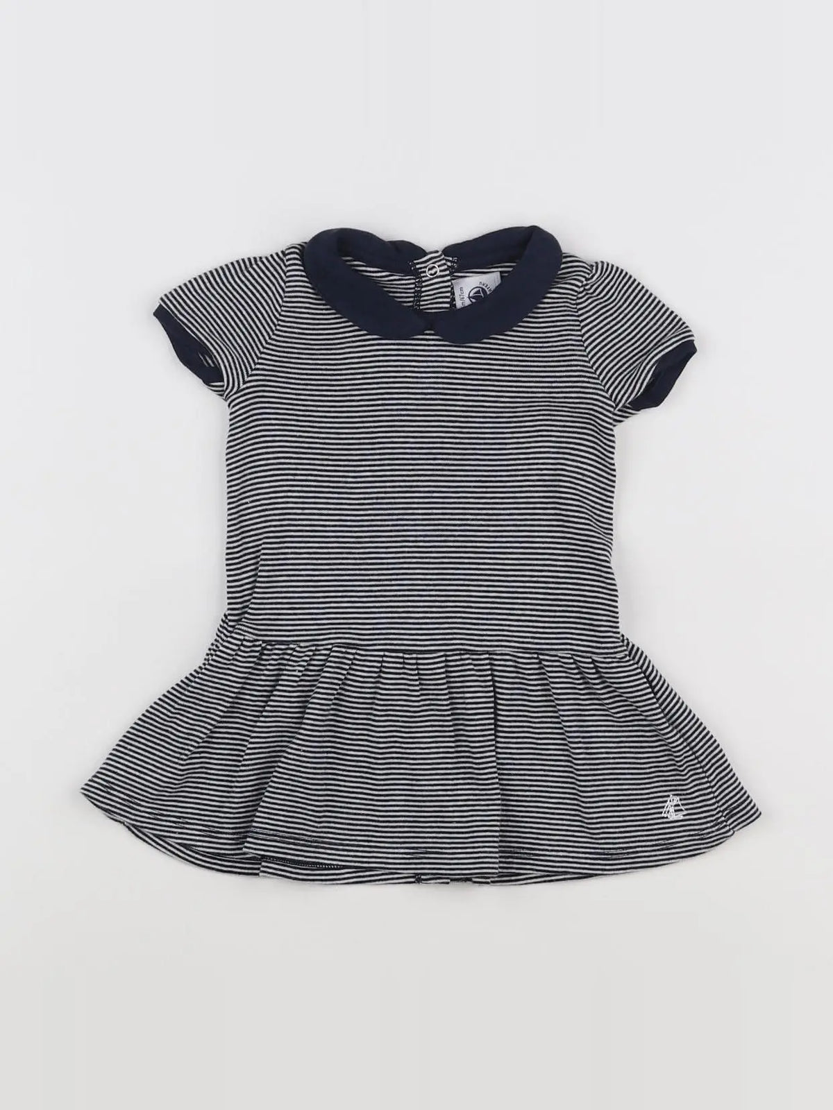 Petit Bateau - robe bleu, blanc - 6 mois