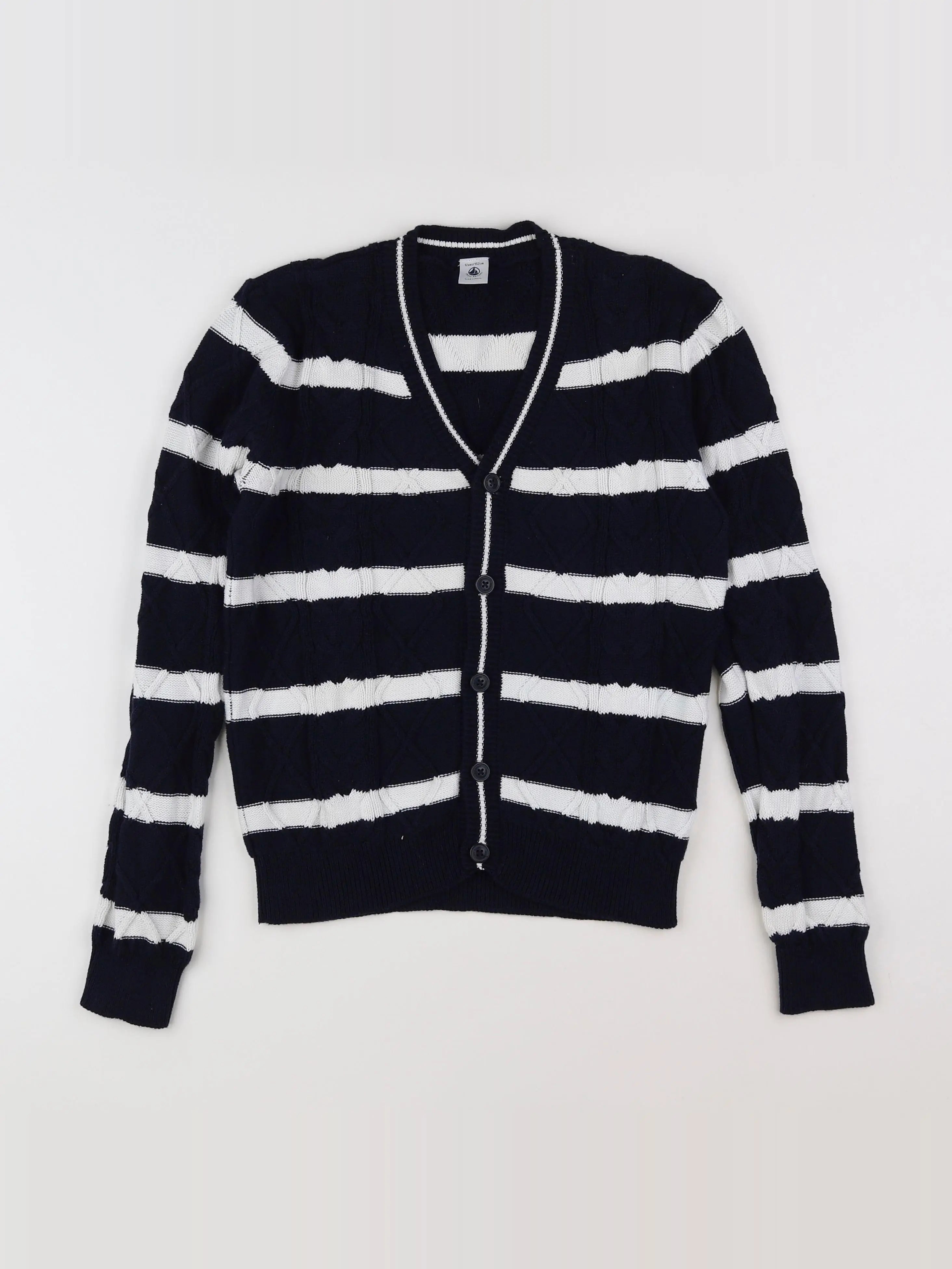 Petit Bateau - gilet bleu, blanc - 12 ans