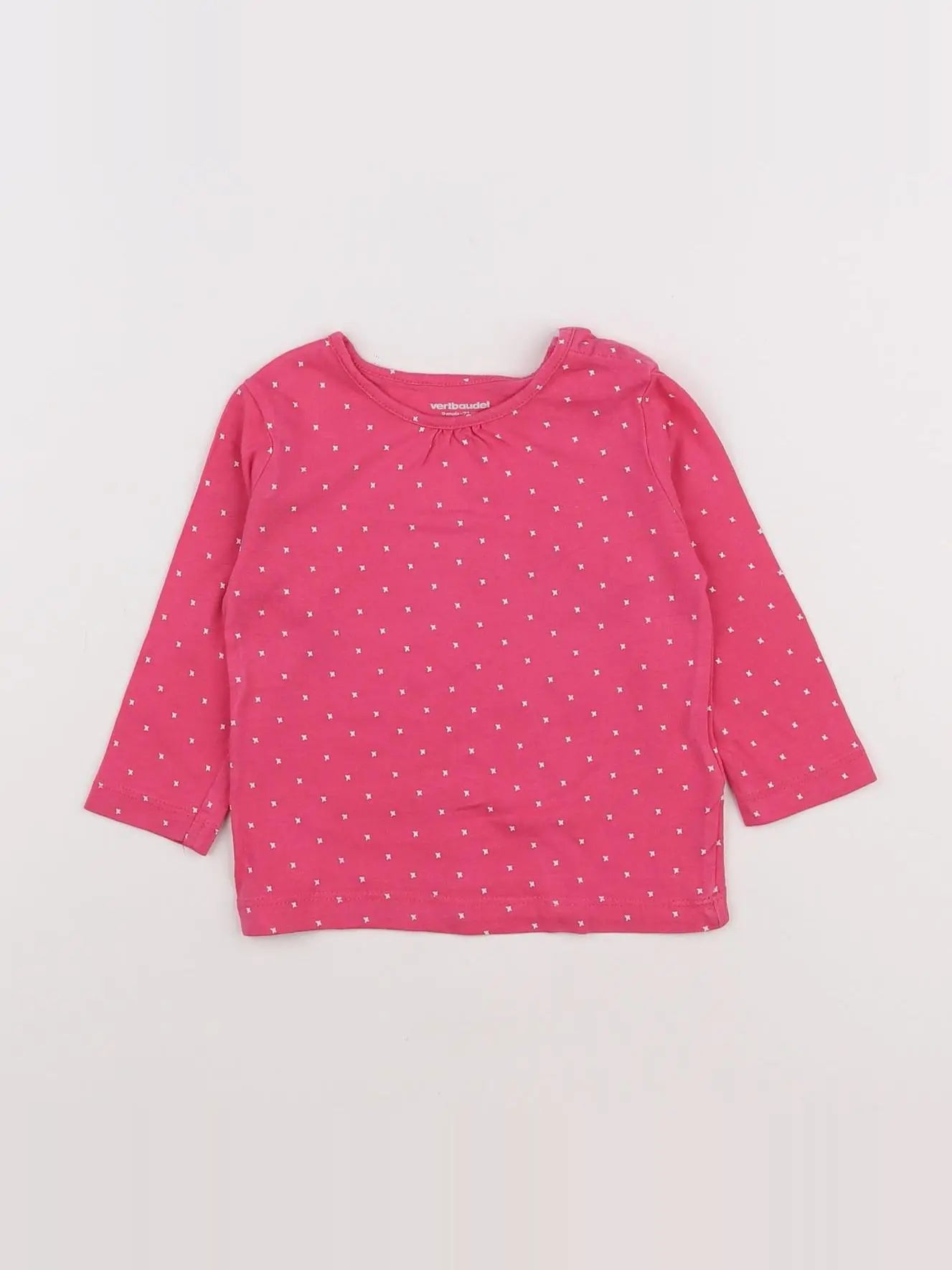 Vertbaudet - tee-shirt rose, blanc - 9 mois