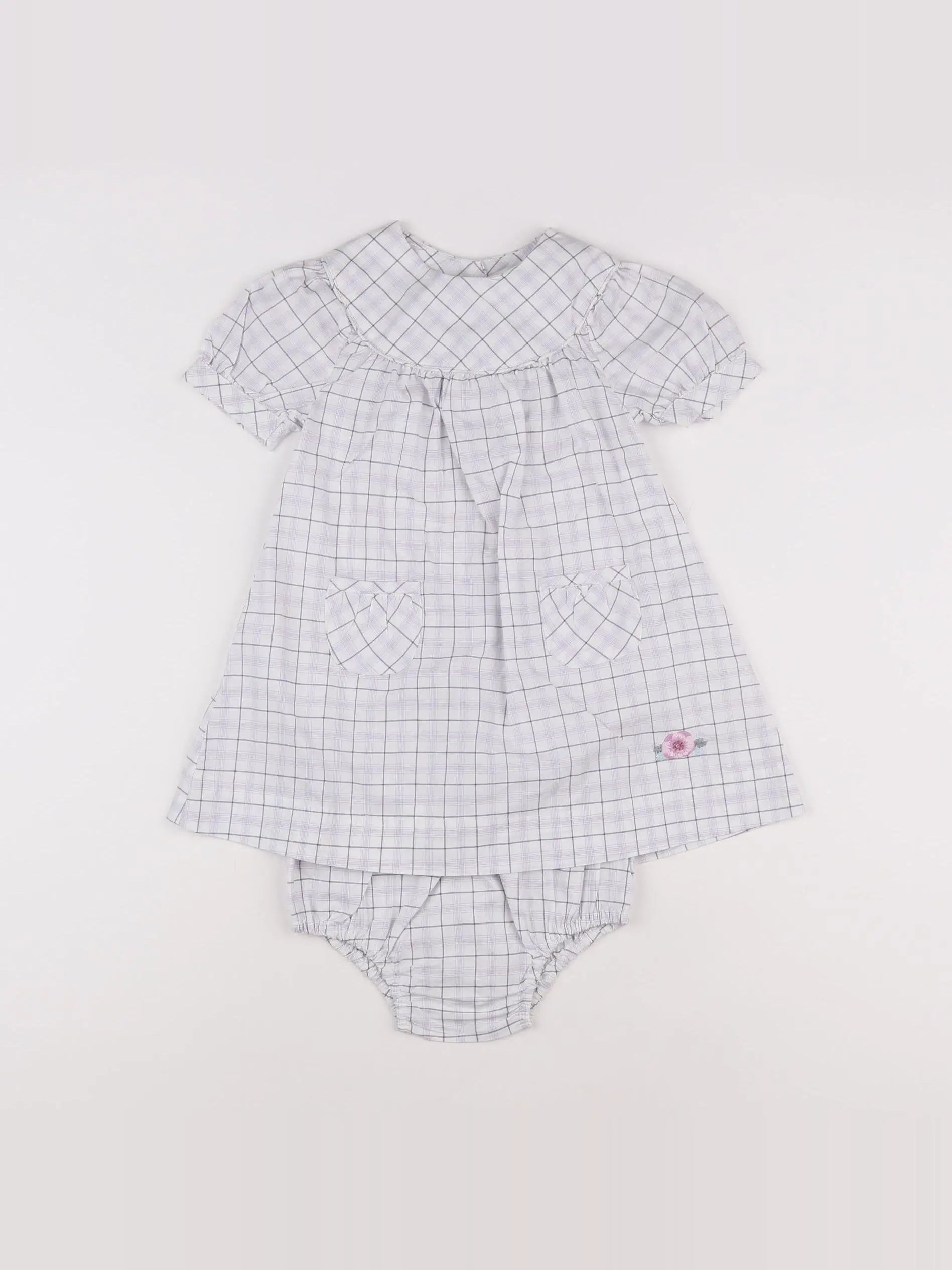 Jacadi - robe blanc, gris - 18 mois
