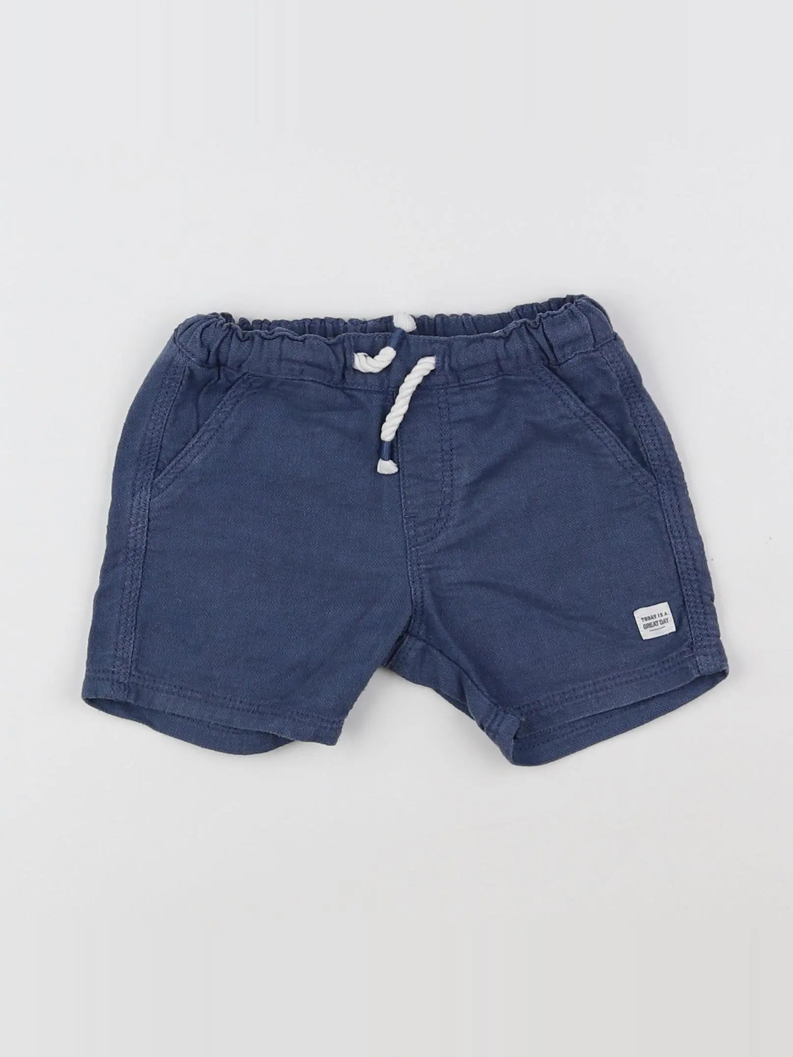 H&M - short bleu - 6/9 mois
