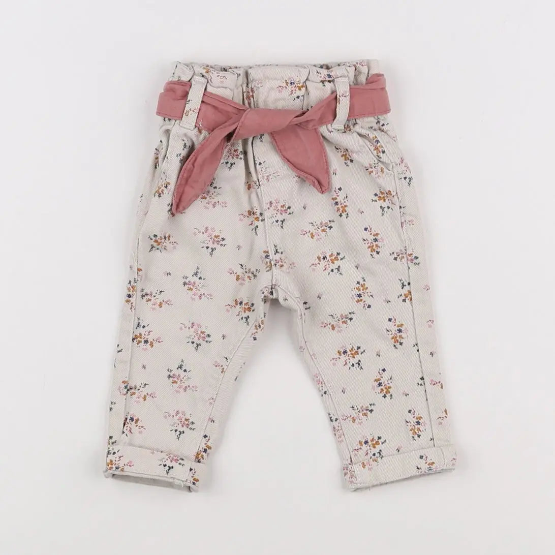 Vertbaudet - jean beige, rose - 3 mois