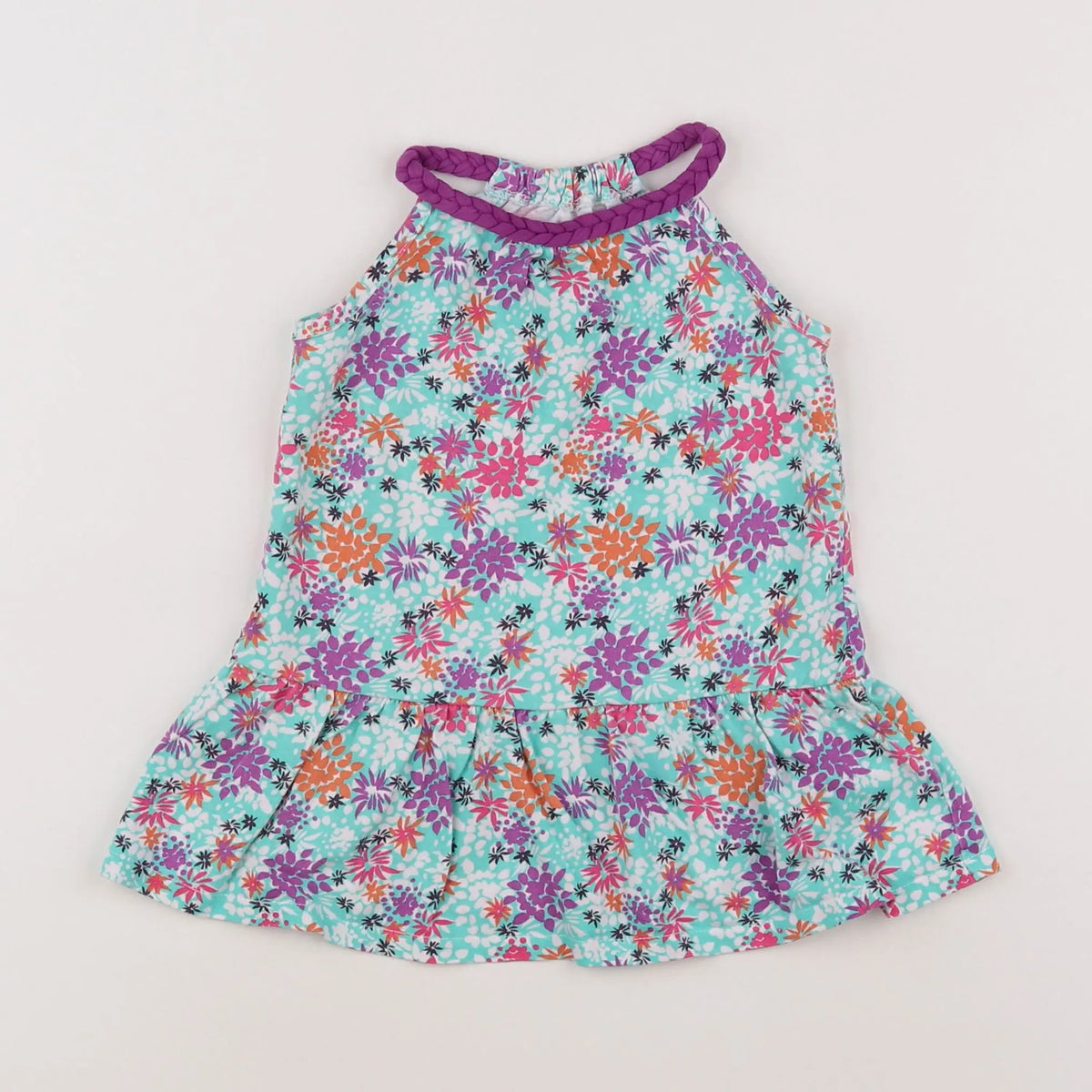 Vertbaudet - robe vert, violet - 2 ans