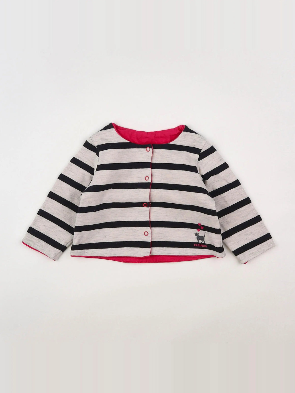 Catimini - sweat réversible blanc, noir - 3 mois