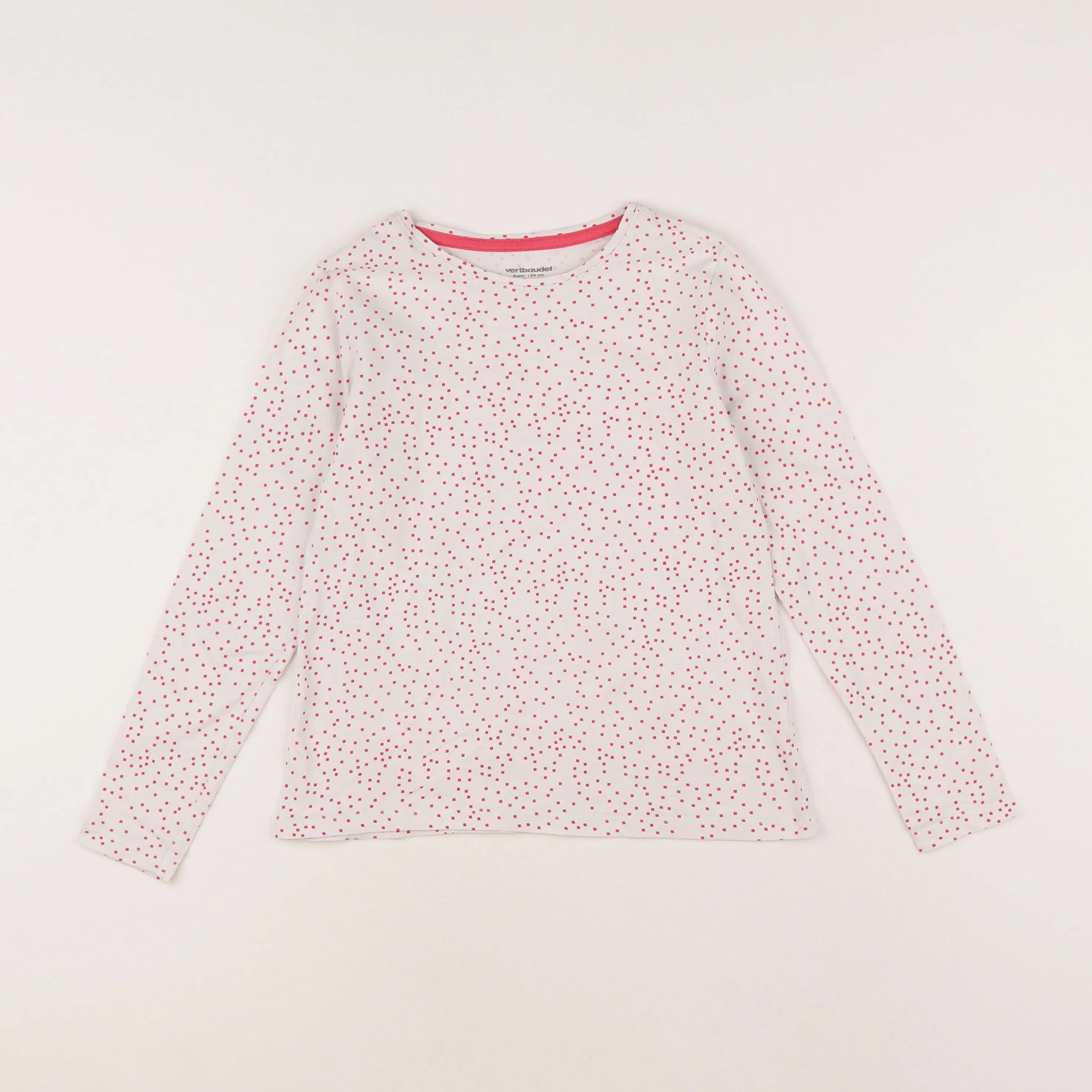 Vertbaudet - tee-shirt blanc, rose - 8 ans
