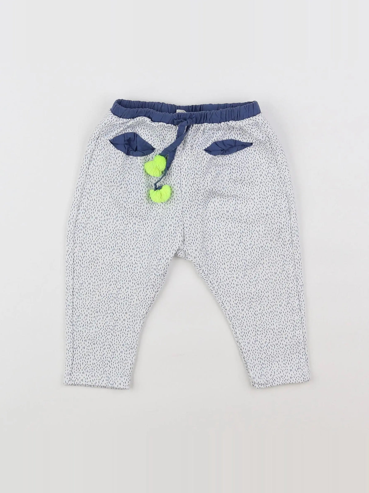 Zara - pantalon blanc, bleu - 6/9 mois