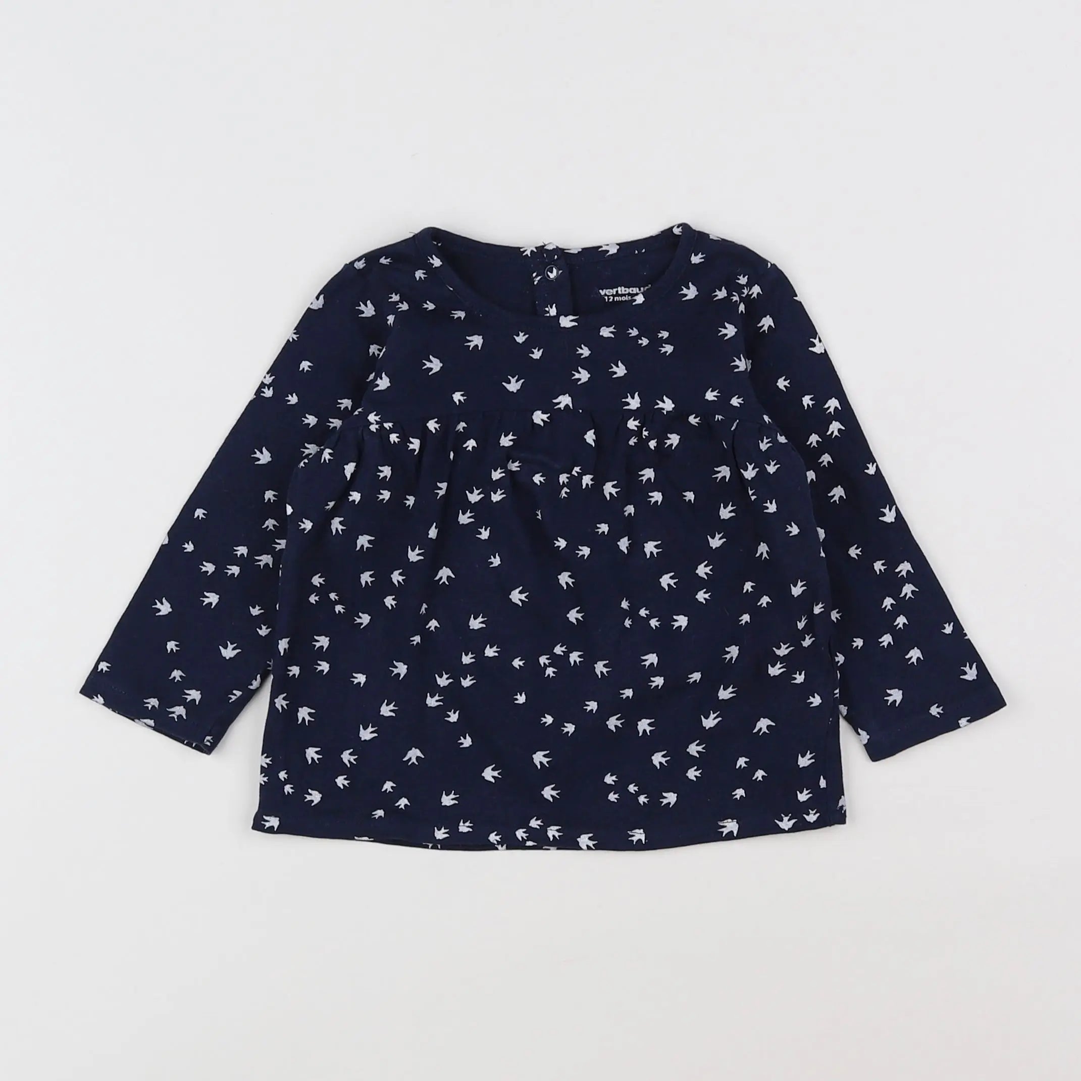 Vertbaudet - tee-shirt bleu - 12 mois