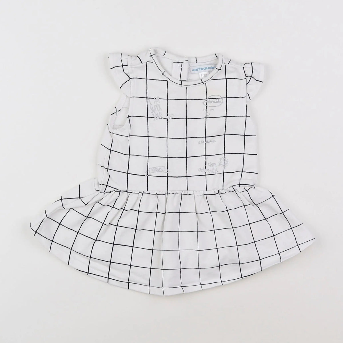 Vertbaudet - robe blanc, argent - 6 mois