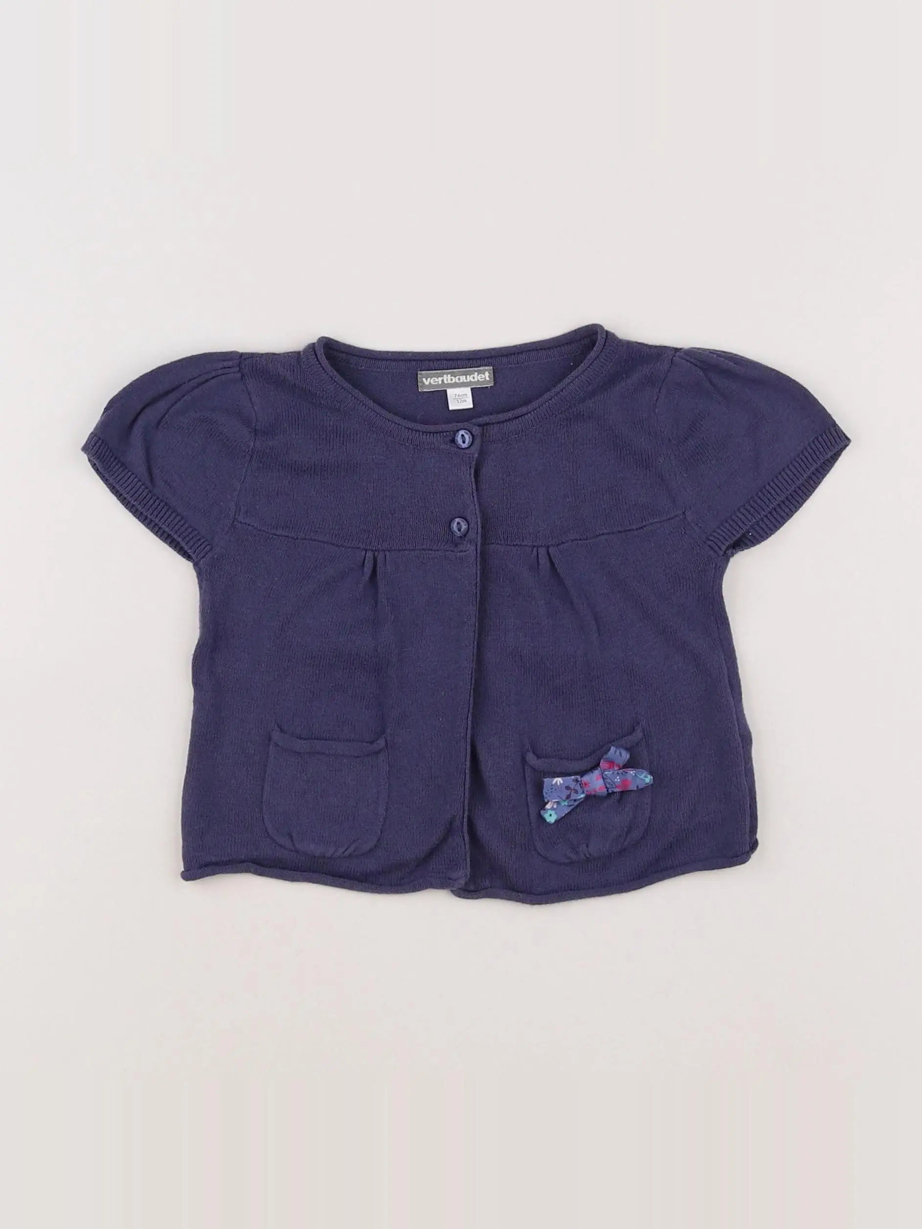 Vertbaudet - gilet violet - 12 mois
