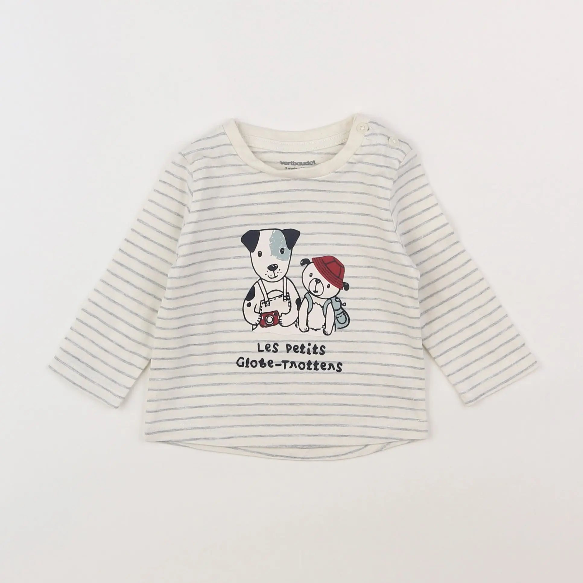 Vertbaudet - tee-shirt blanc, multicolore - 3 mois