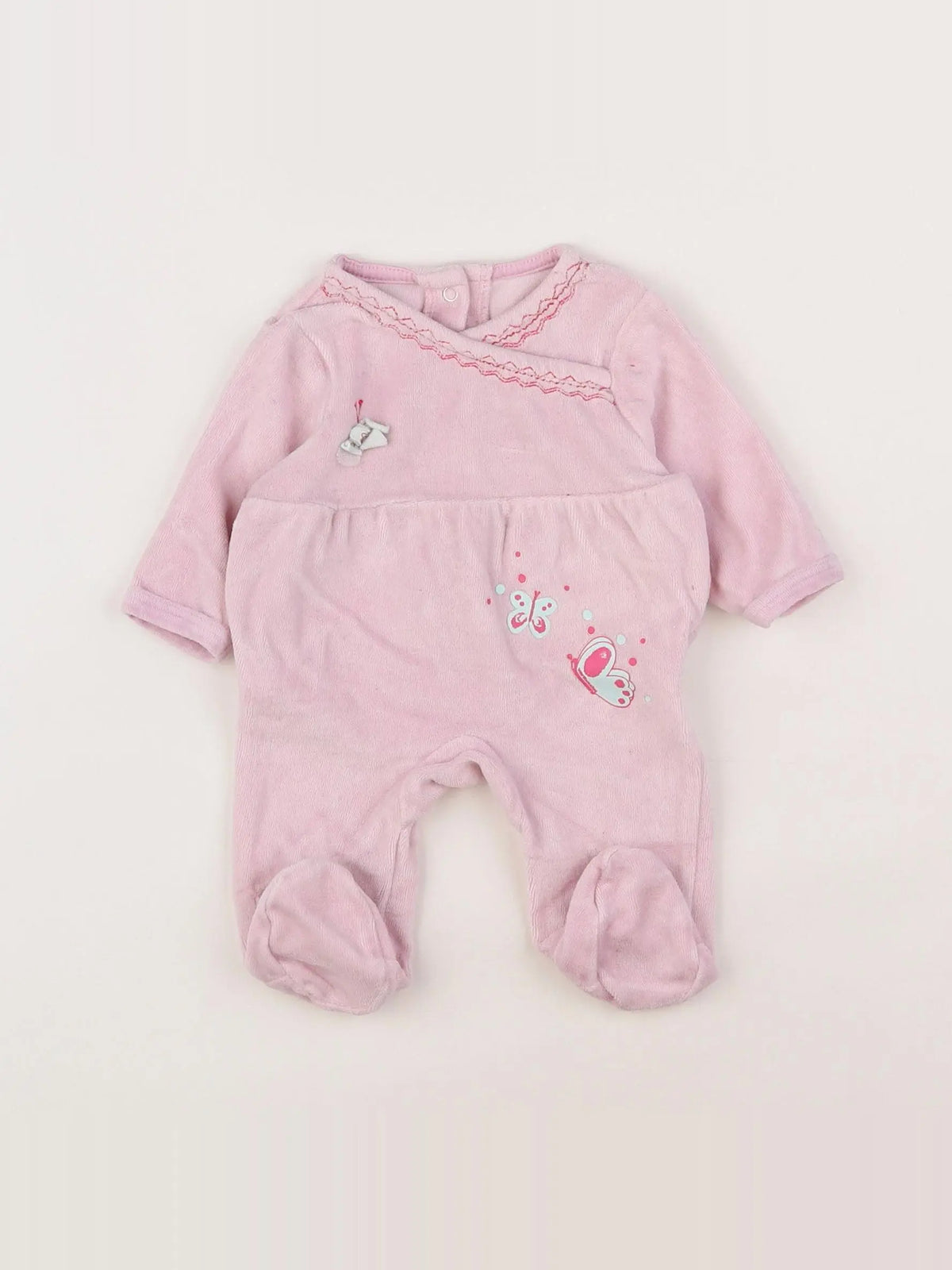 Vertbaudet - pyjama velours rose - 0 mois