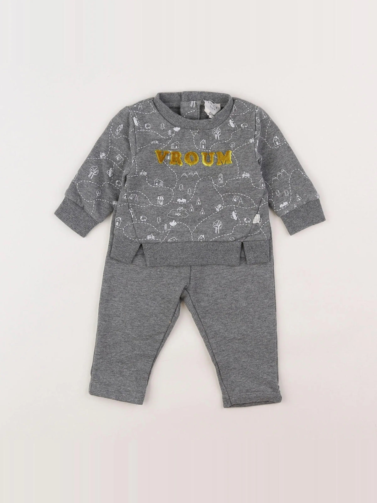 Carrément Beau - ensemble gris - 3 mois
