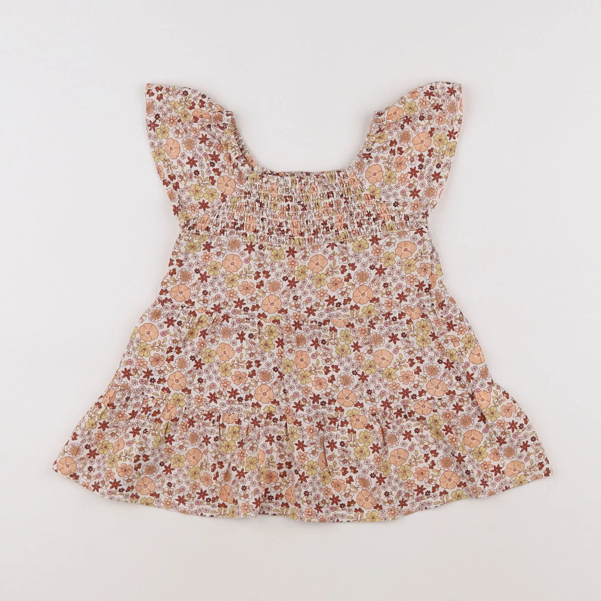 Vertbaudet - robe orange, marron - 18 mois