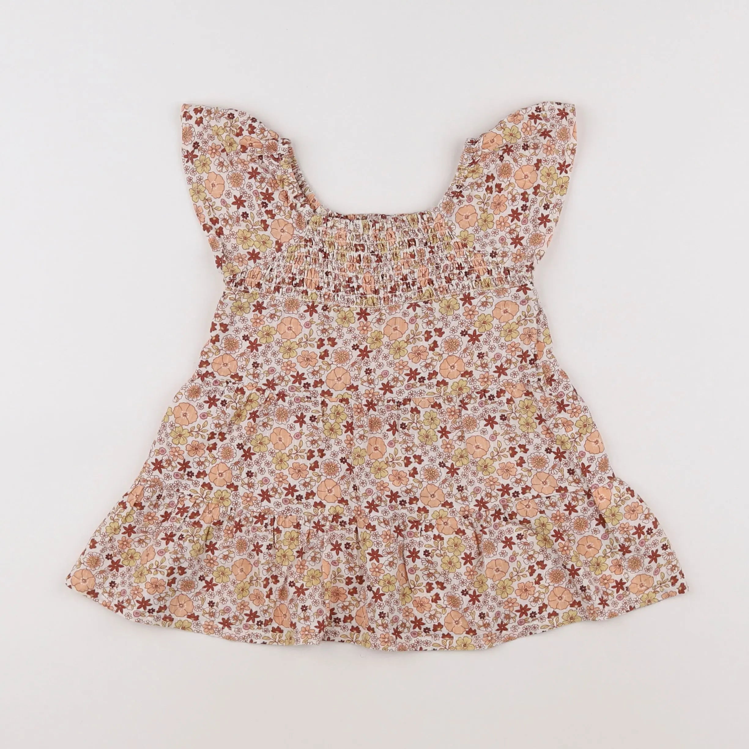 Vertbaudet - robe orange, marron - 18 mois