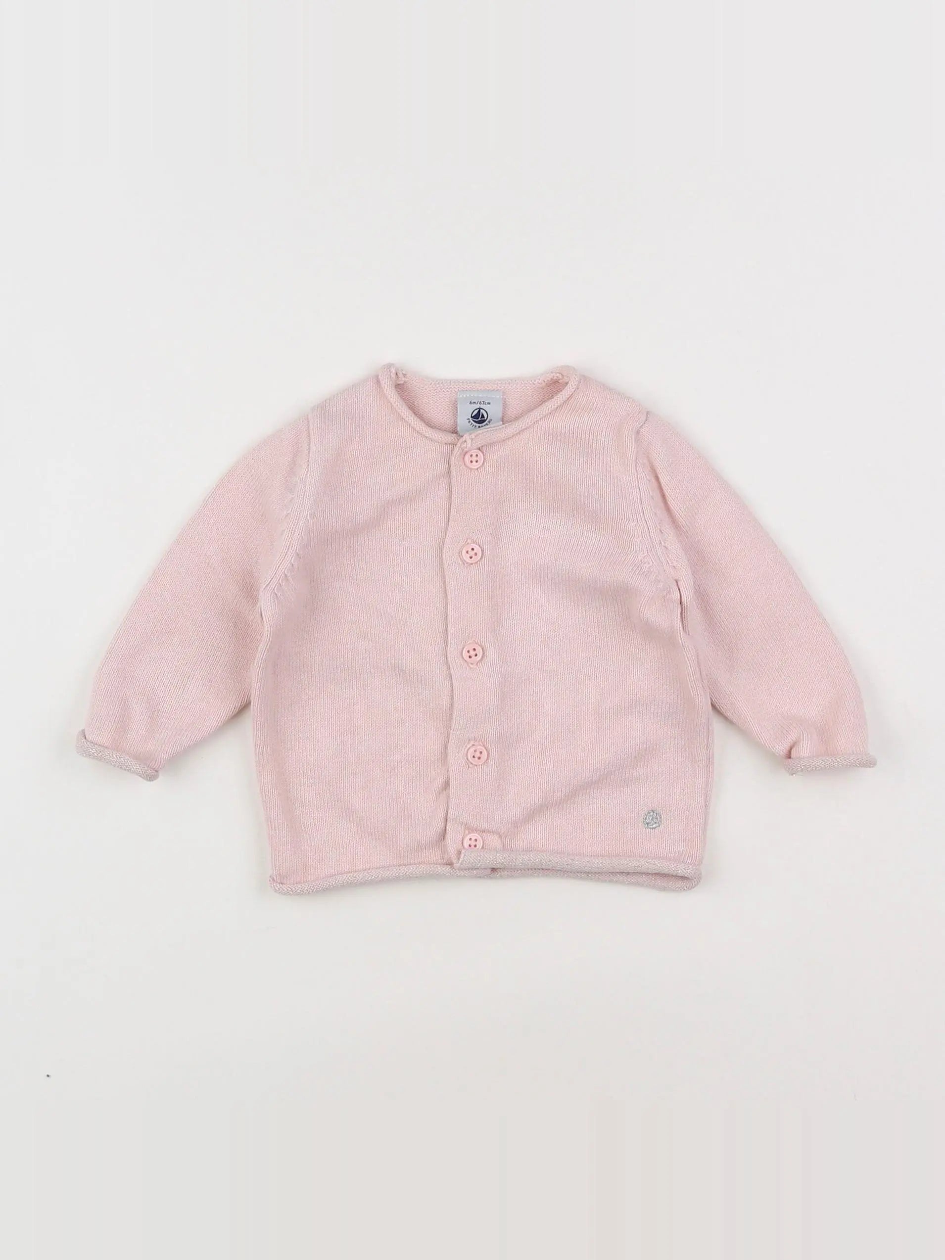 Petit Bateau - gilet rose - 6 mois