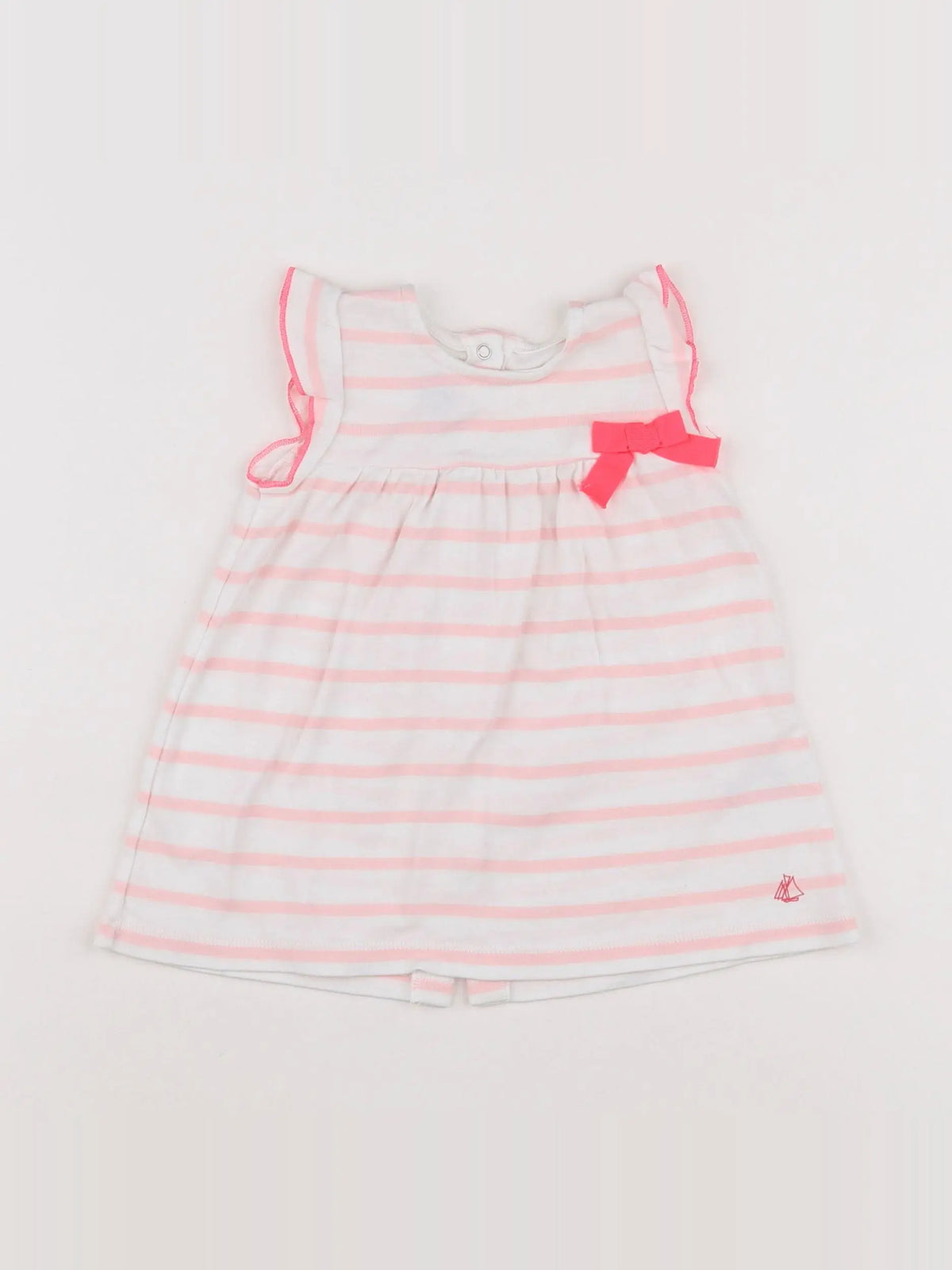 Petit Bateau - robe blanc, rose - 3 mois